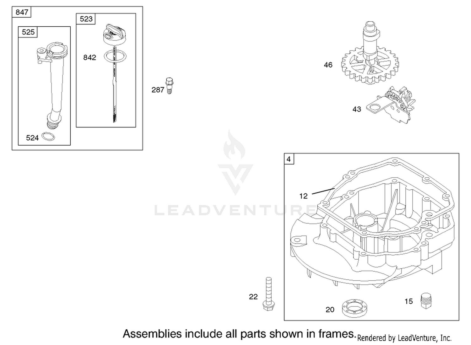 Crankcase Assembly Engine Briggs and Stratton Model 122607-0118-E1