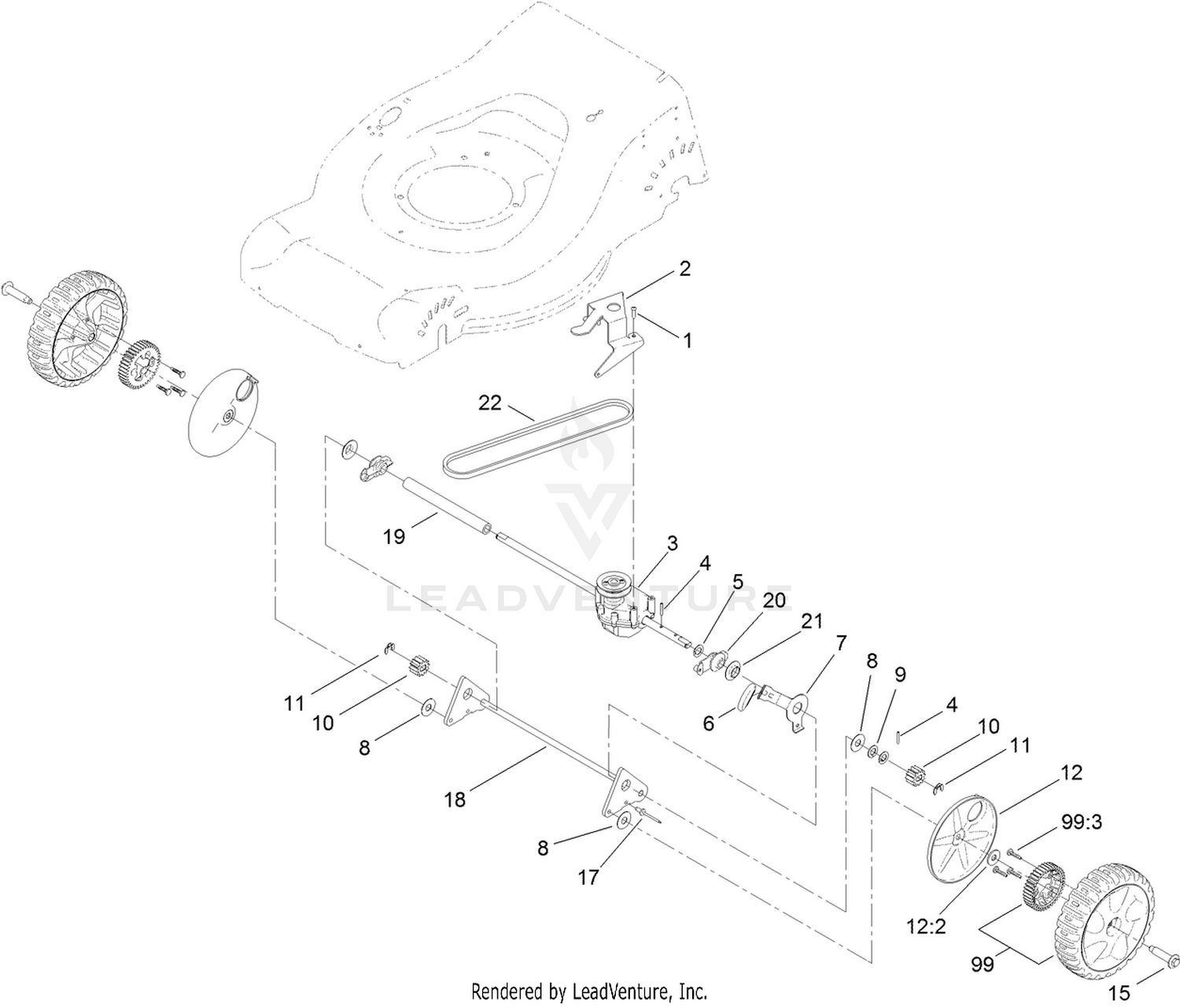 Transmission and Rear Wheel Drive Assembly