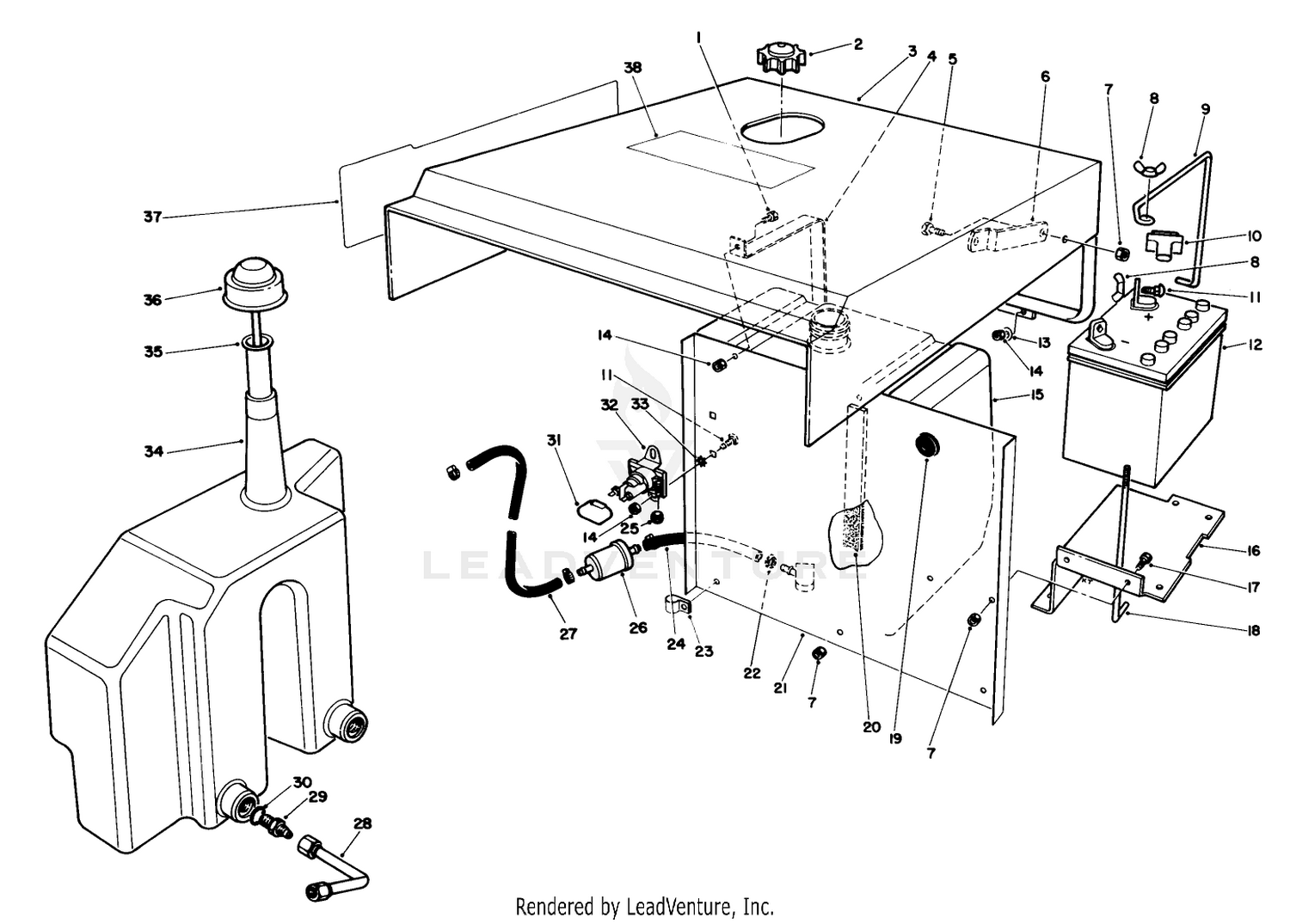 Hood Gas  Hydraulic Tank Assembly