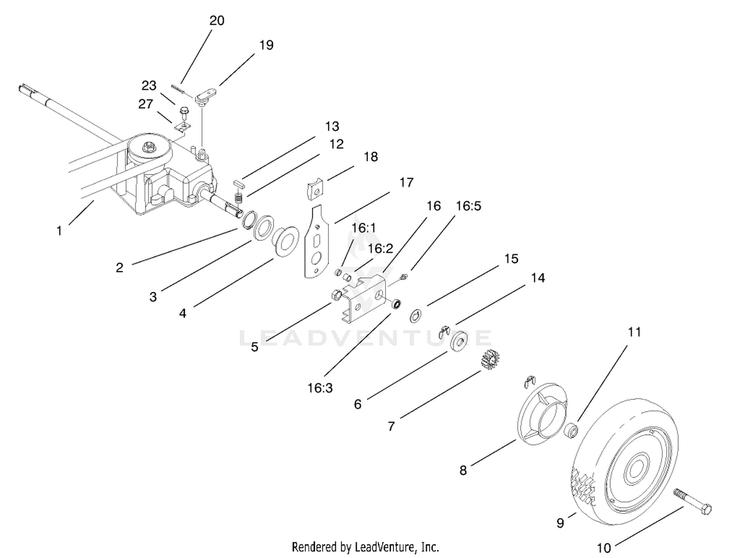Gear Case  Rear Wheel Assembly