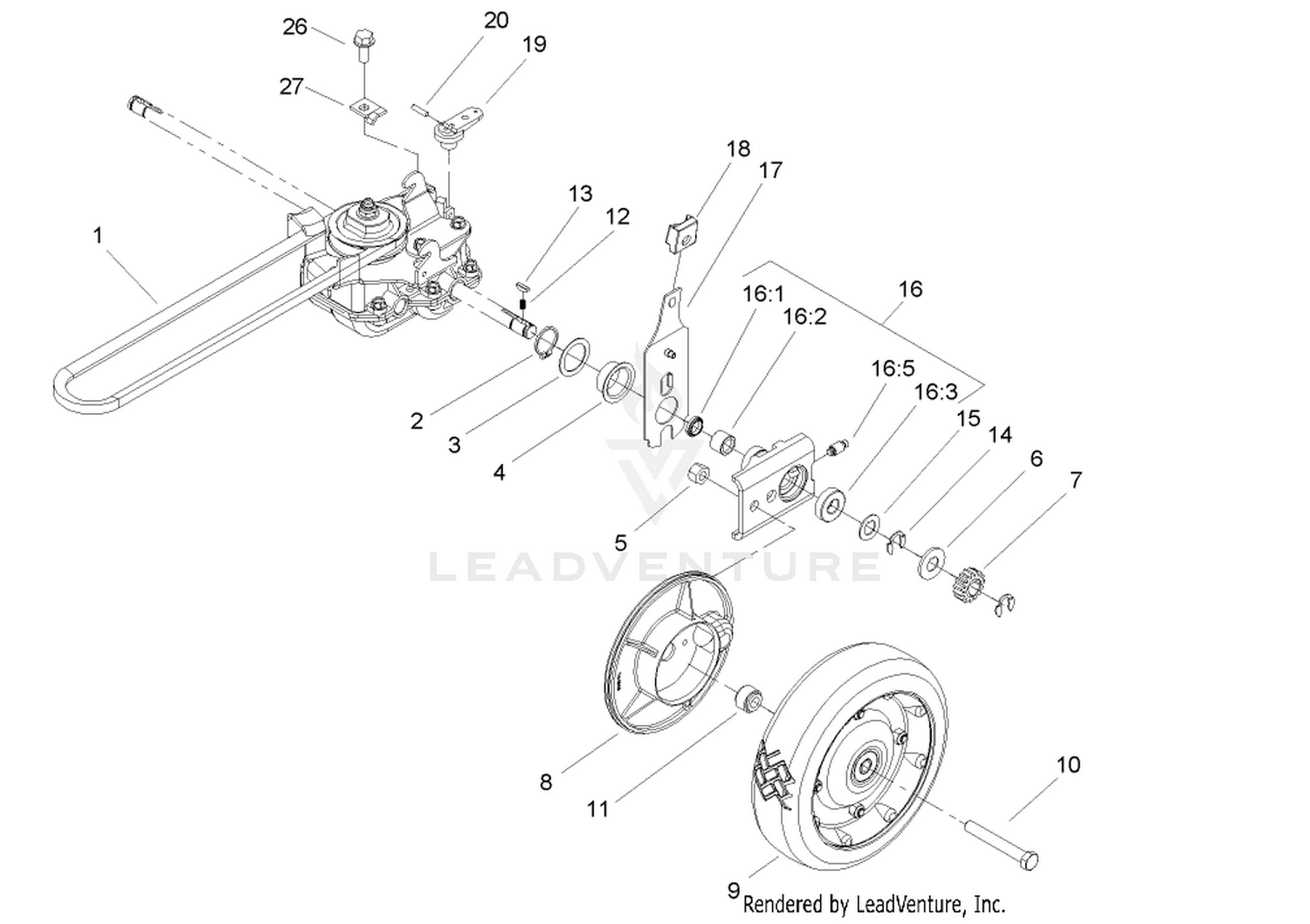 Gear Case and Rear Wheel Assembly