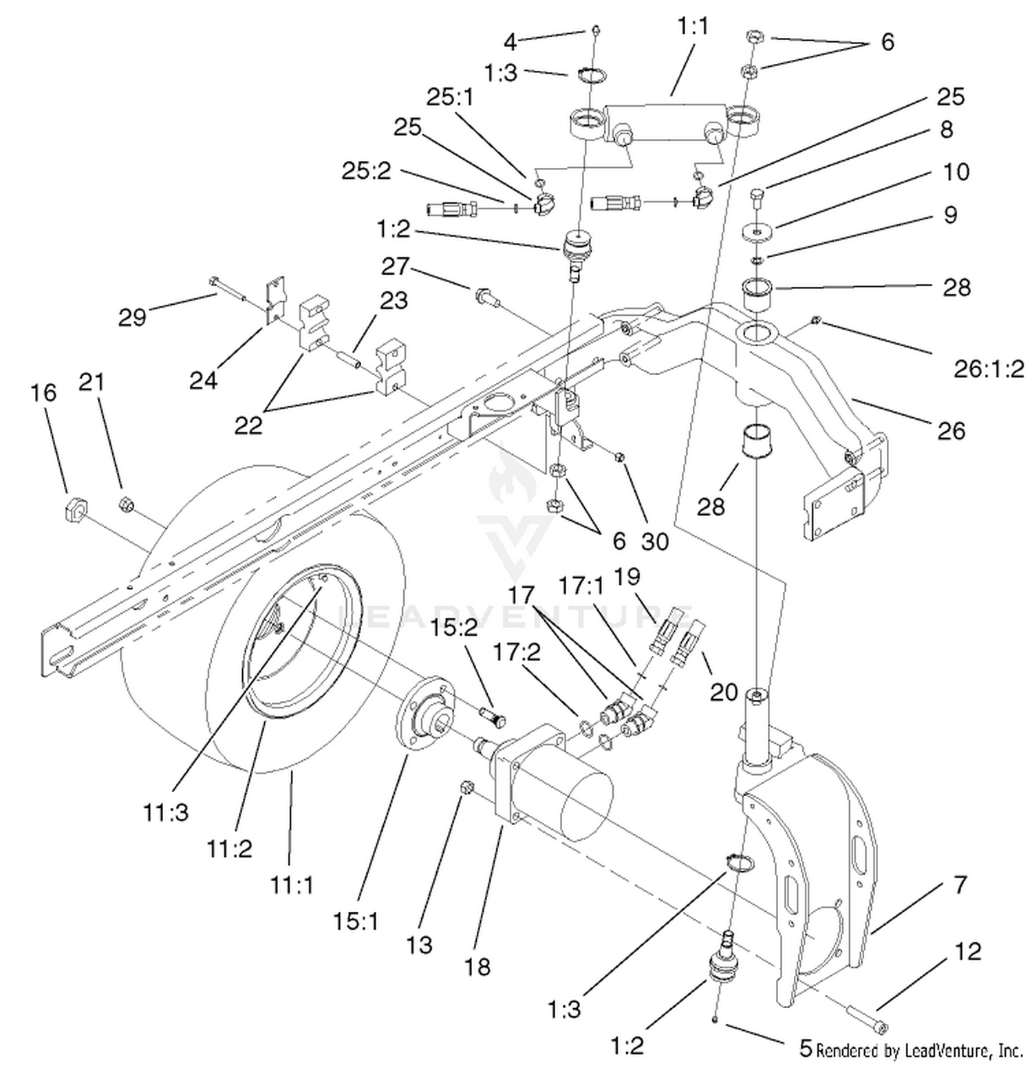 Rear Fork And Tire Assembly