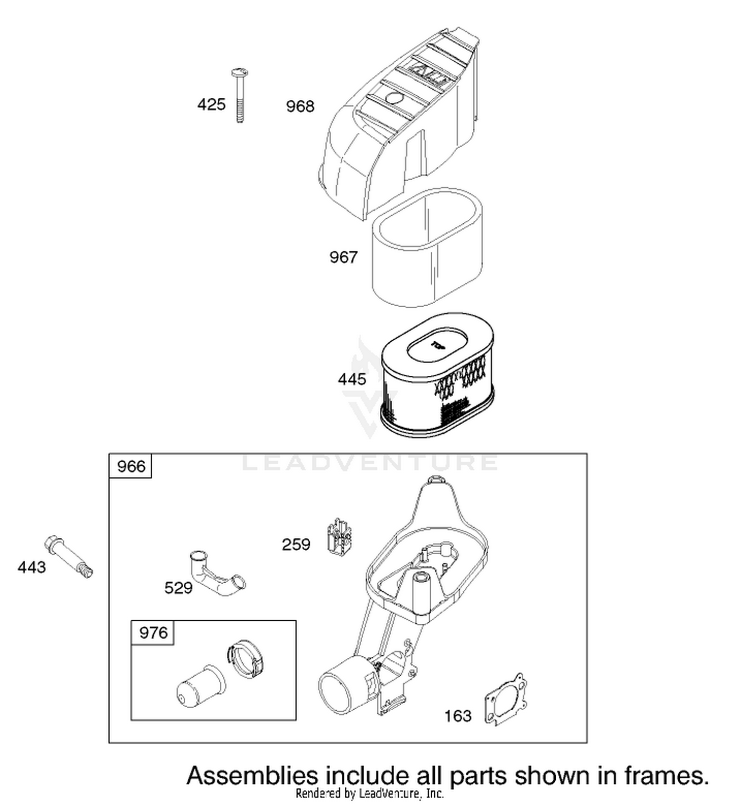 Air Cleaner Assembly Engine Briggs and Stratton Model 122607-0116-E1