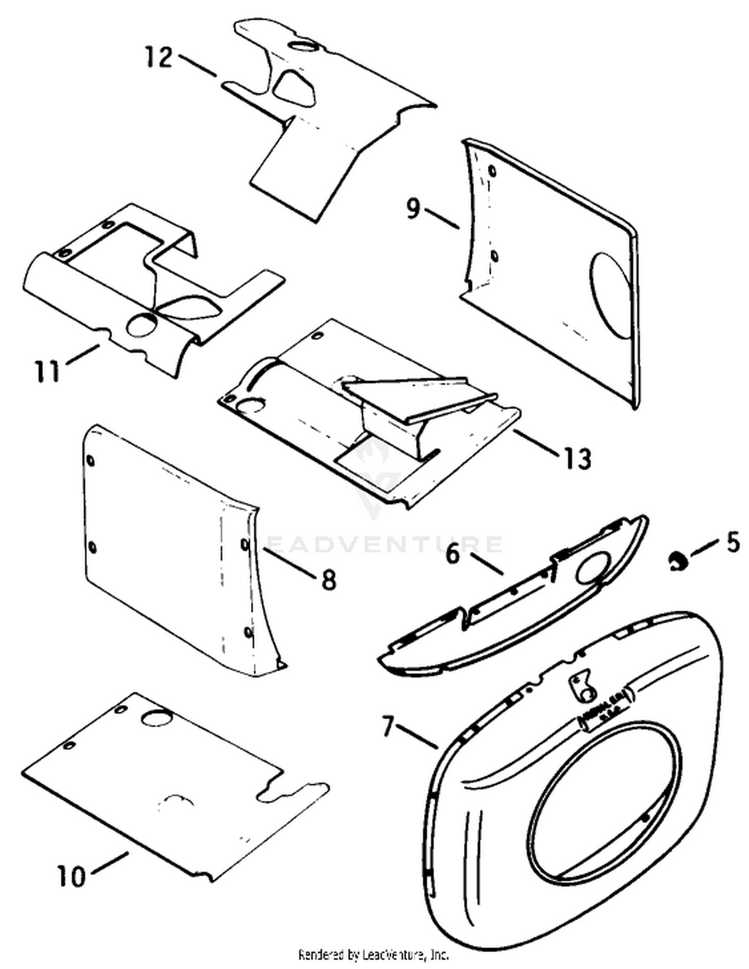 Baffles  Shroud-Engine Kohler Model No. K582qs Type No. Pc-36273a