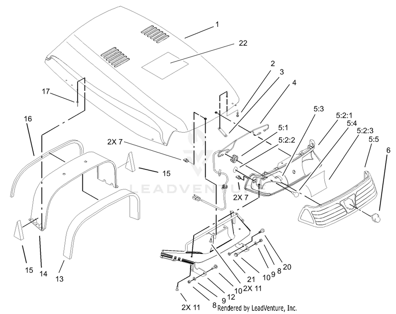 Hood and Headlight Assembly