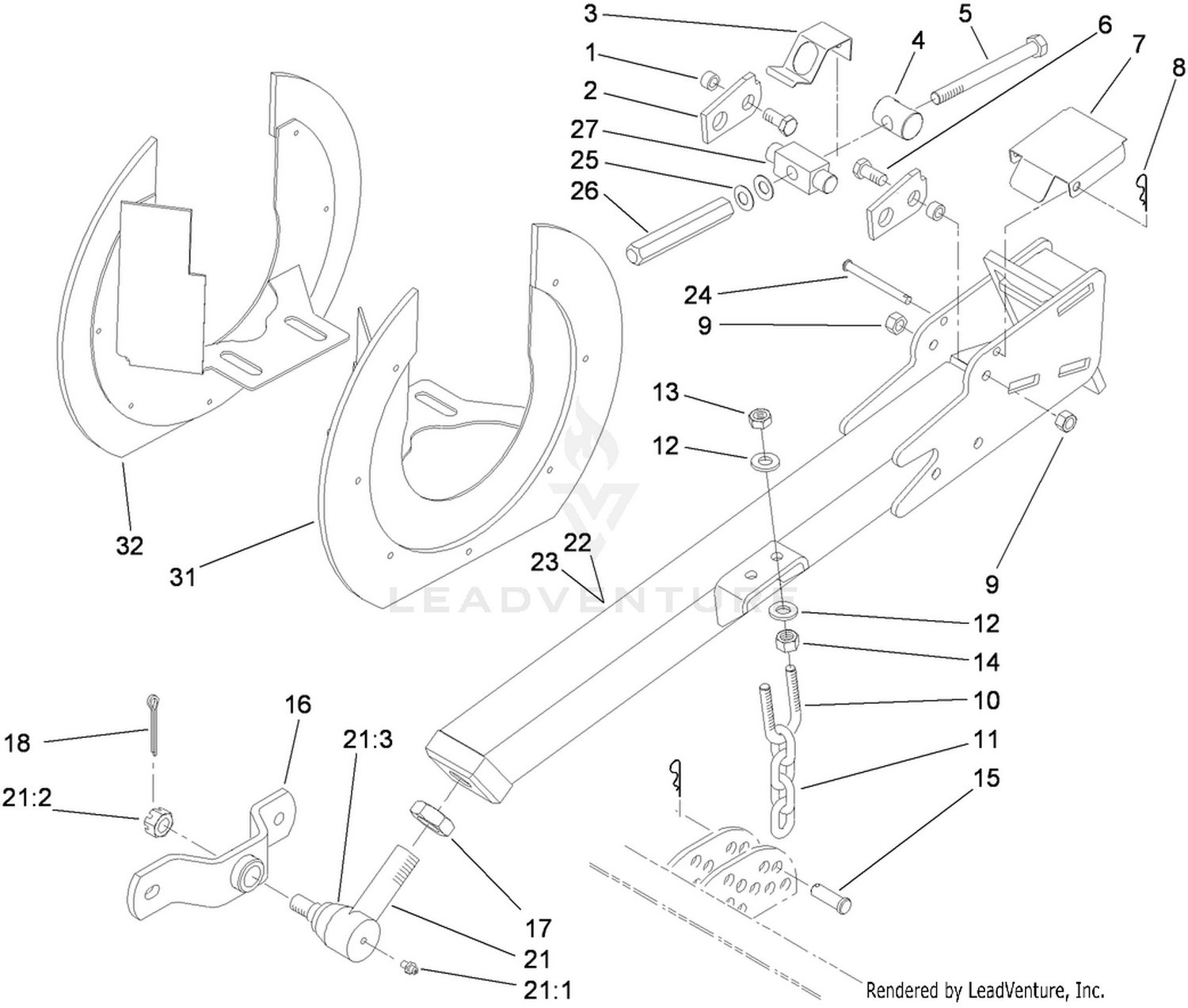 Lift Arm and Brake Shield Assembly
