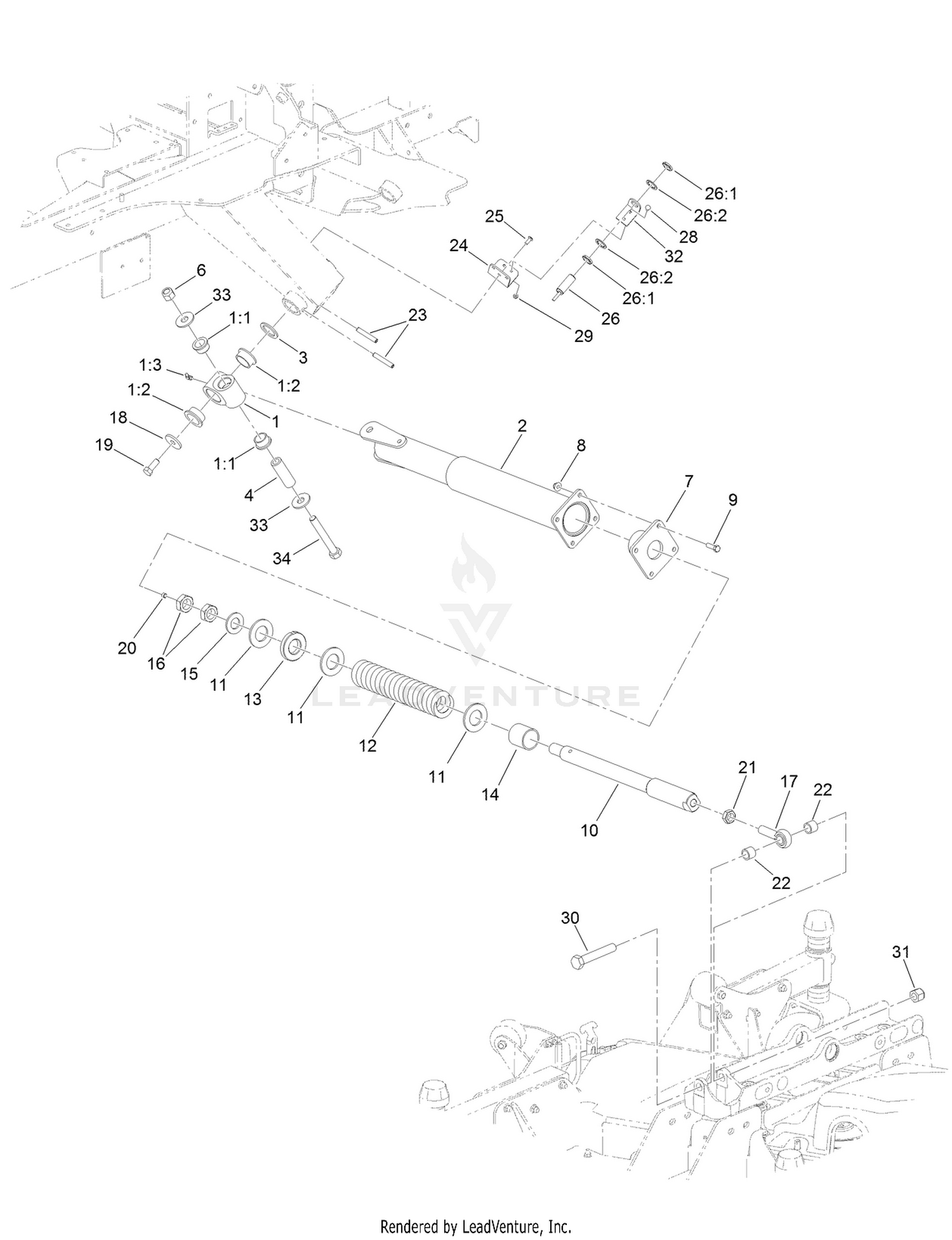 Right Hand Deck Impact Arm  and Limit Switch Assembly
