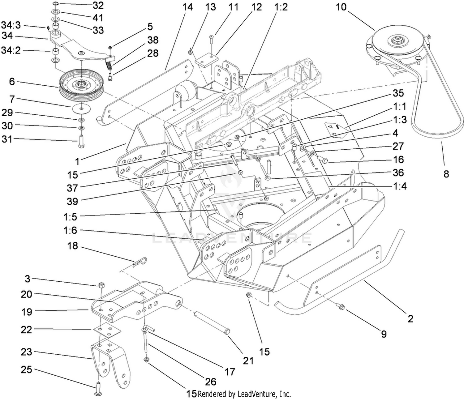 Left Hand Deck, Idler and Skid Assembly