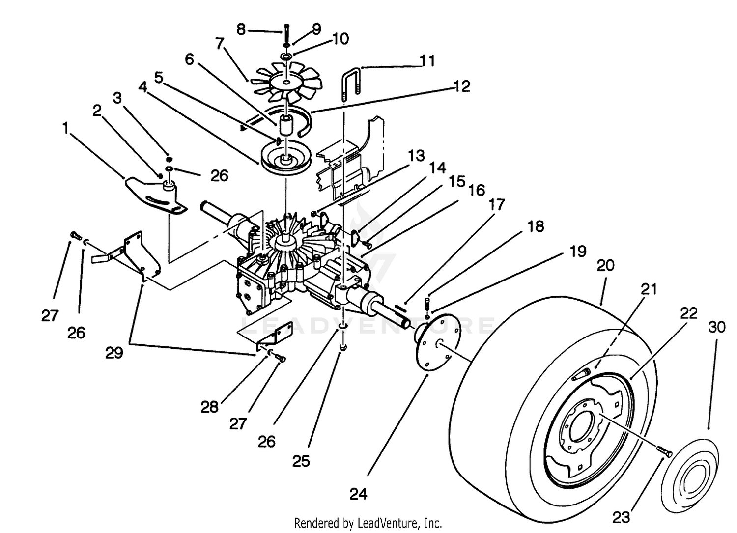 Rear Wheel And Transmission Assembly