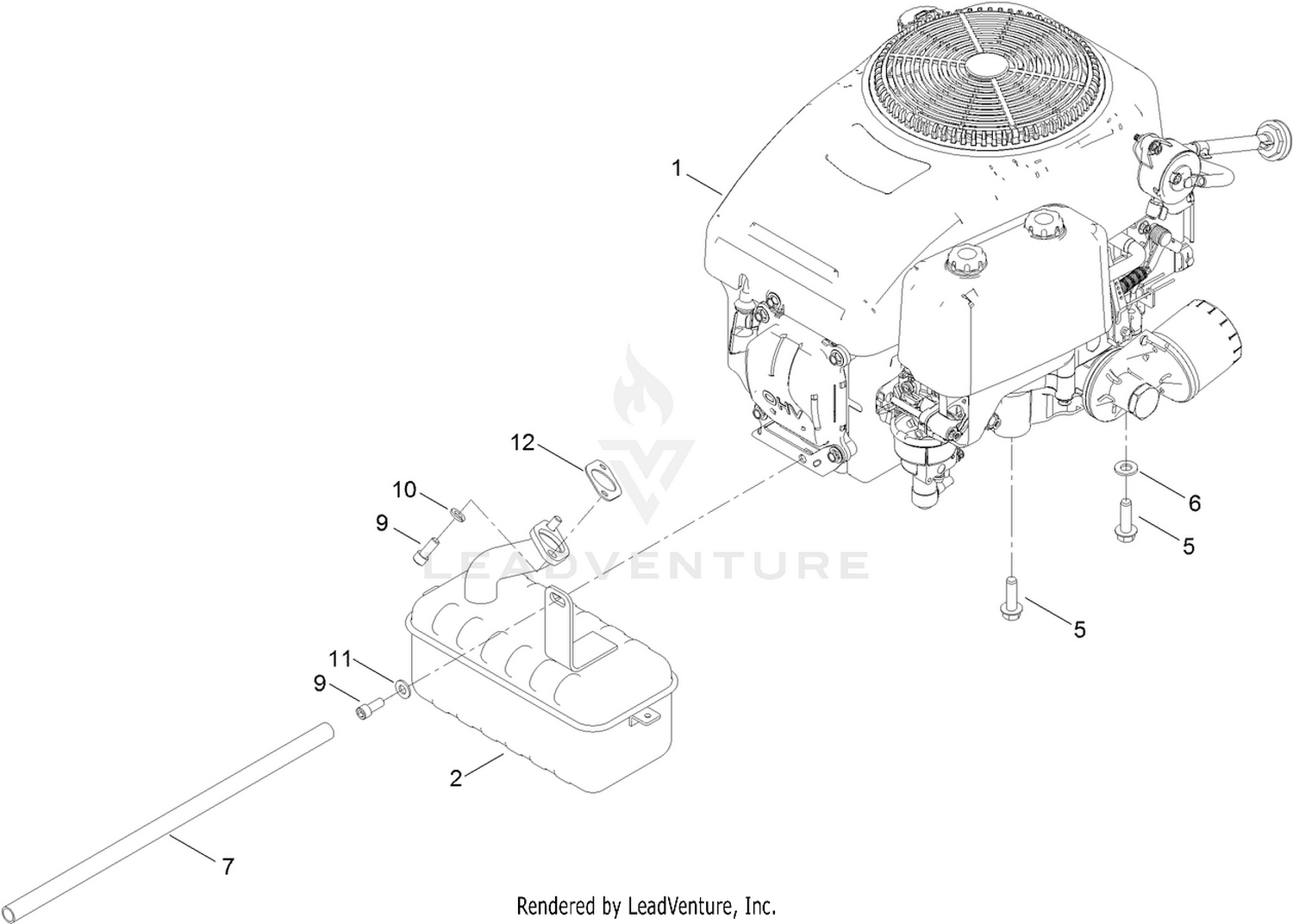 Engine and Muffler Assembly