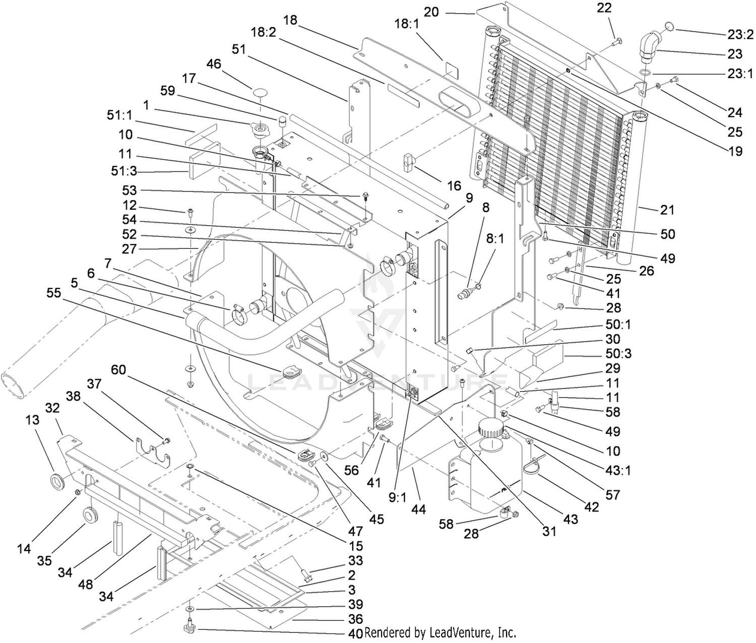 Radiator, Oil Cooler and Support Assembly
