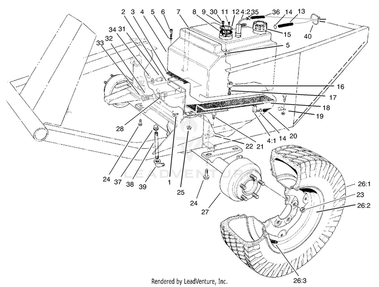 Fuel Tank and Front Axle Assembly