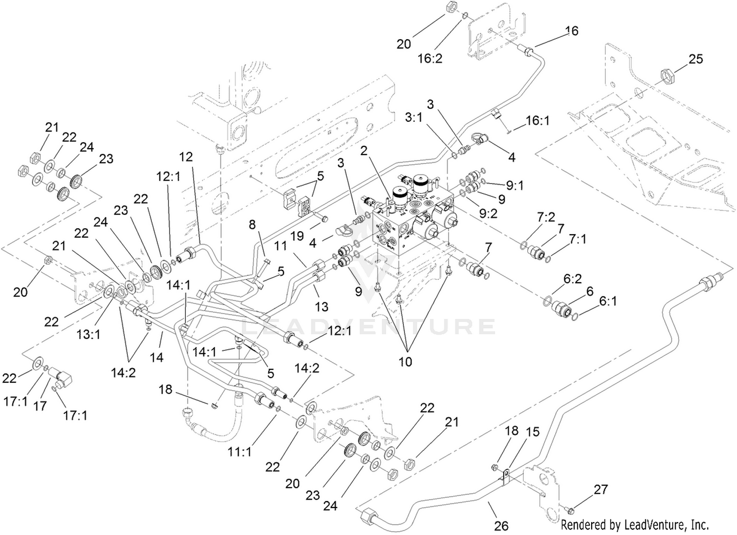 Reel Control Block Hydraulic Plumbing Assembly