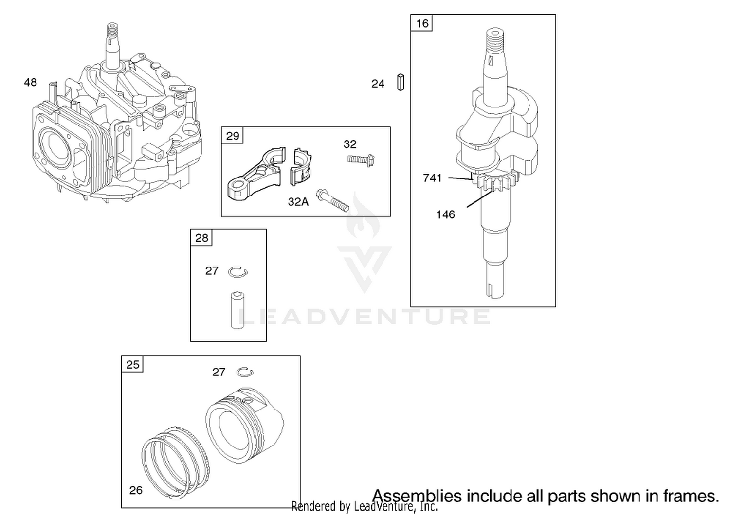Crankshaft Assembly Briggs and Stratton Model 122602-0120-E1