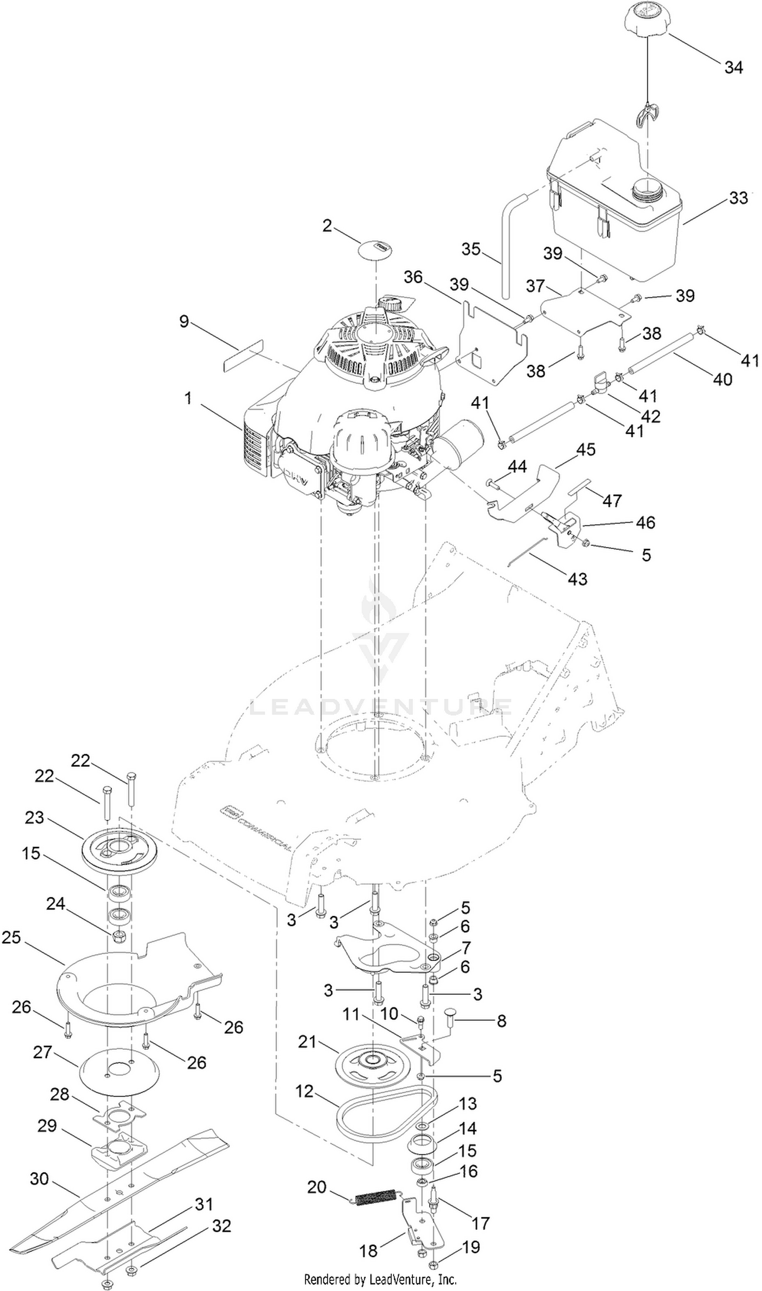 Engine and Fuel Tank Assembly