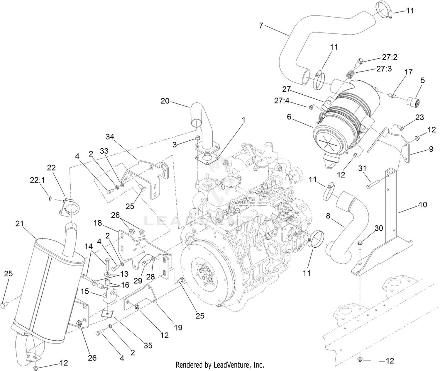 Engine Air Intake and Exhaust Assembly