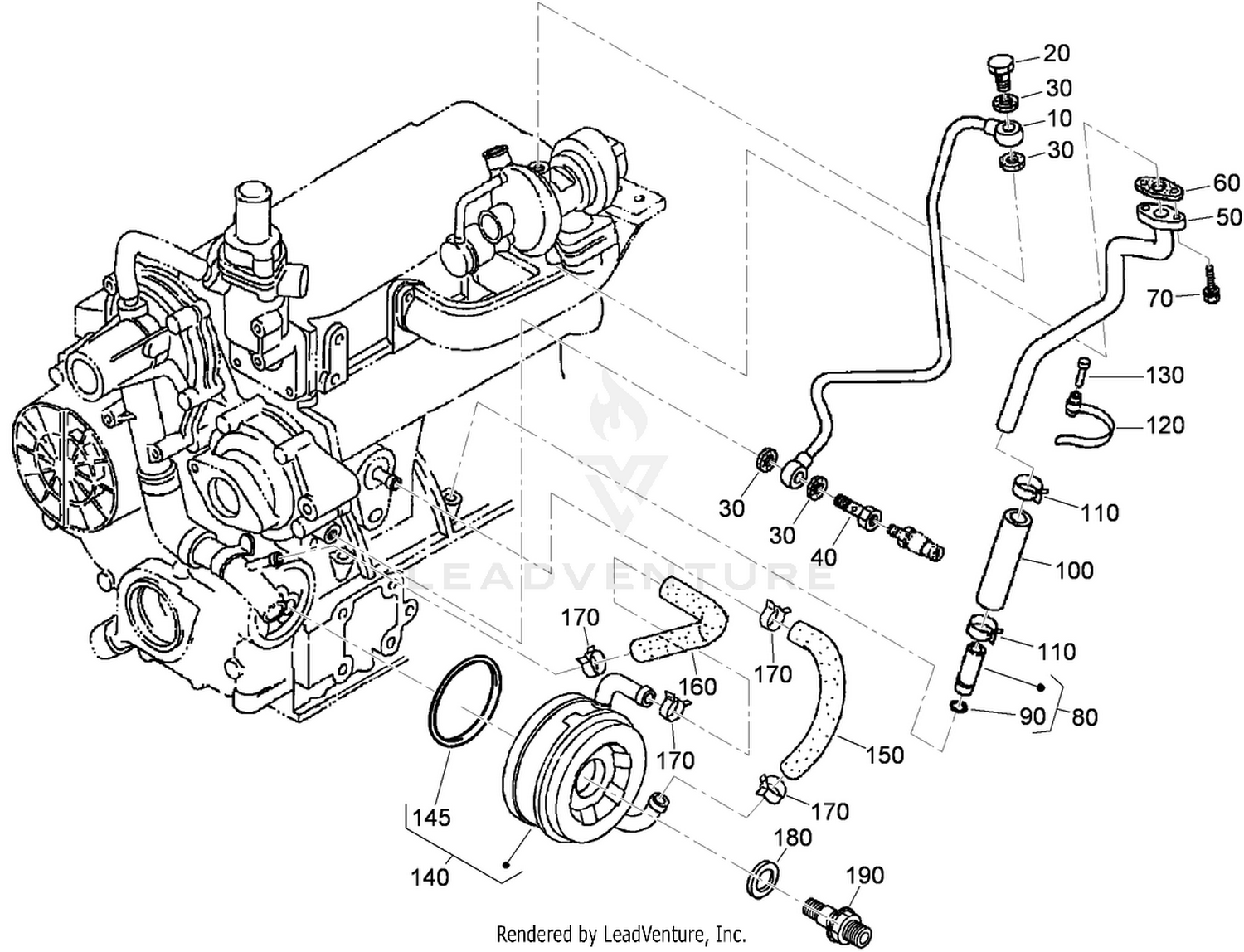 Oil Pipe (Turbo Charger) and Oil Cooler Assembly