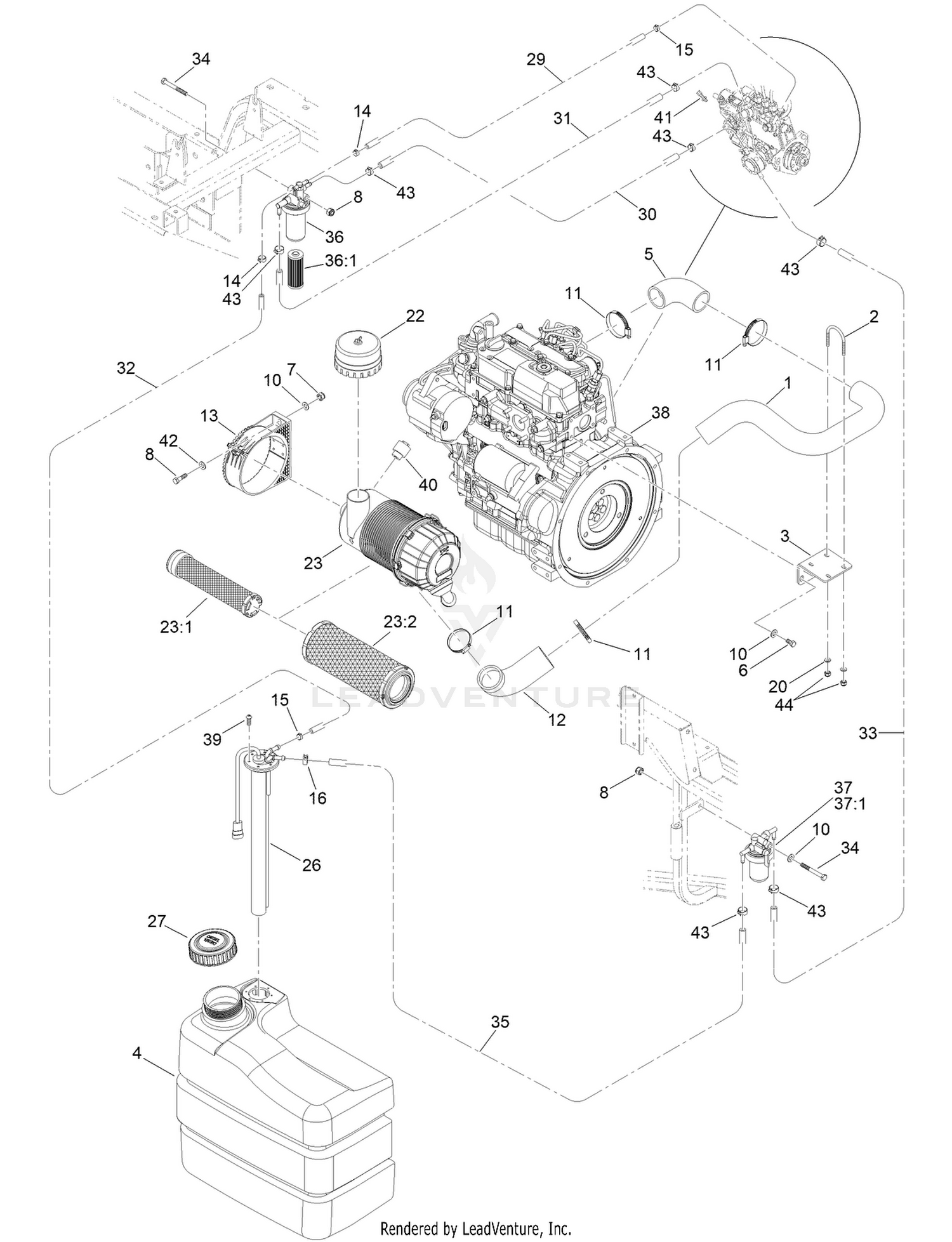 Engine, Fuel and Suction Assembly