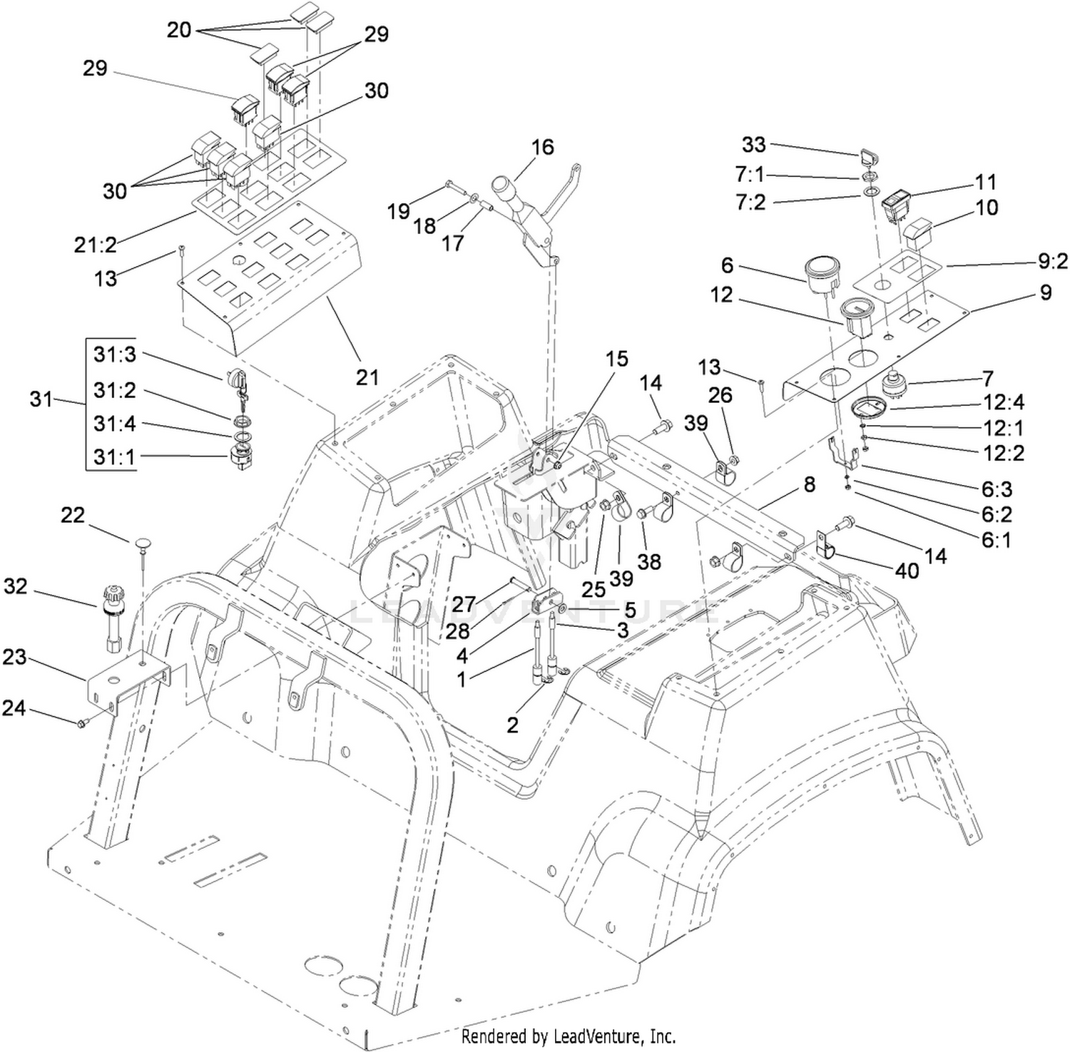 Parking Brake and Control Console Assembly