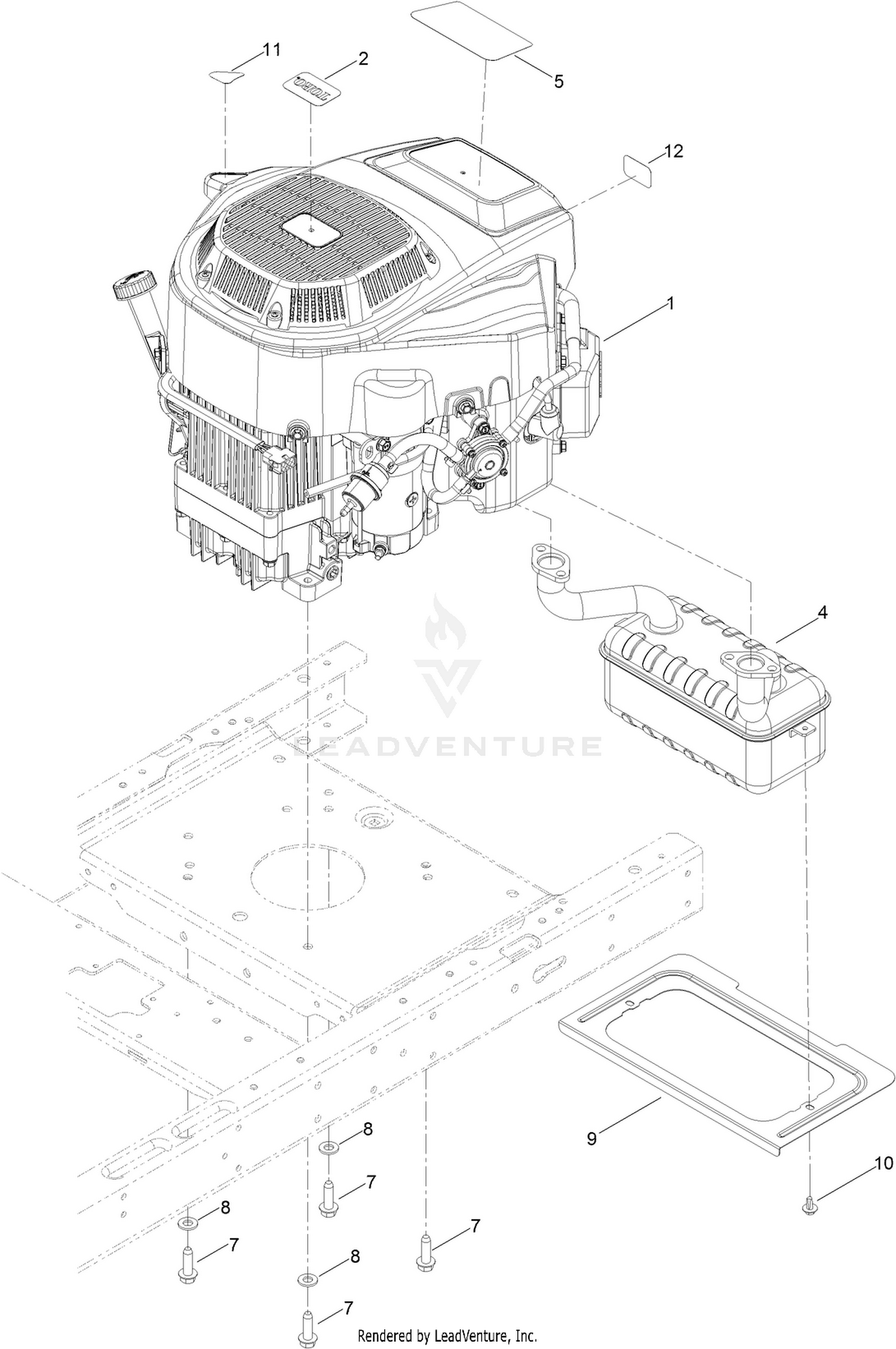 Engine and Muffler Assembly