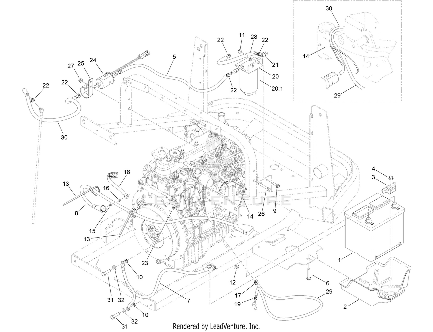 Battery and Fuel Delivery Assembly