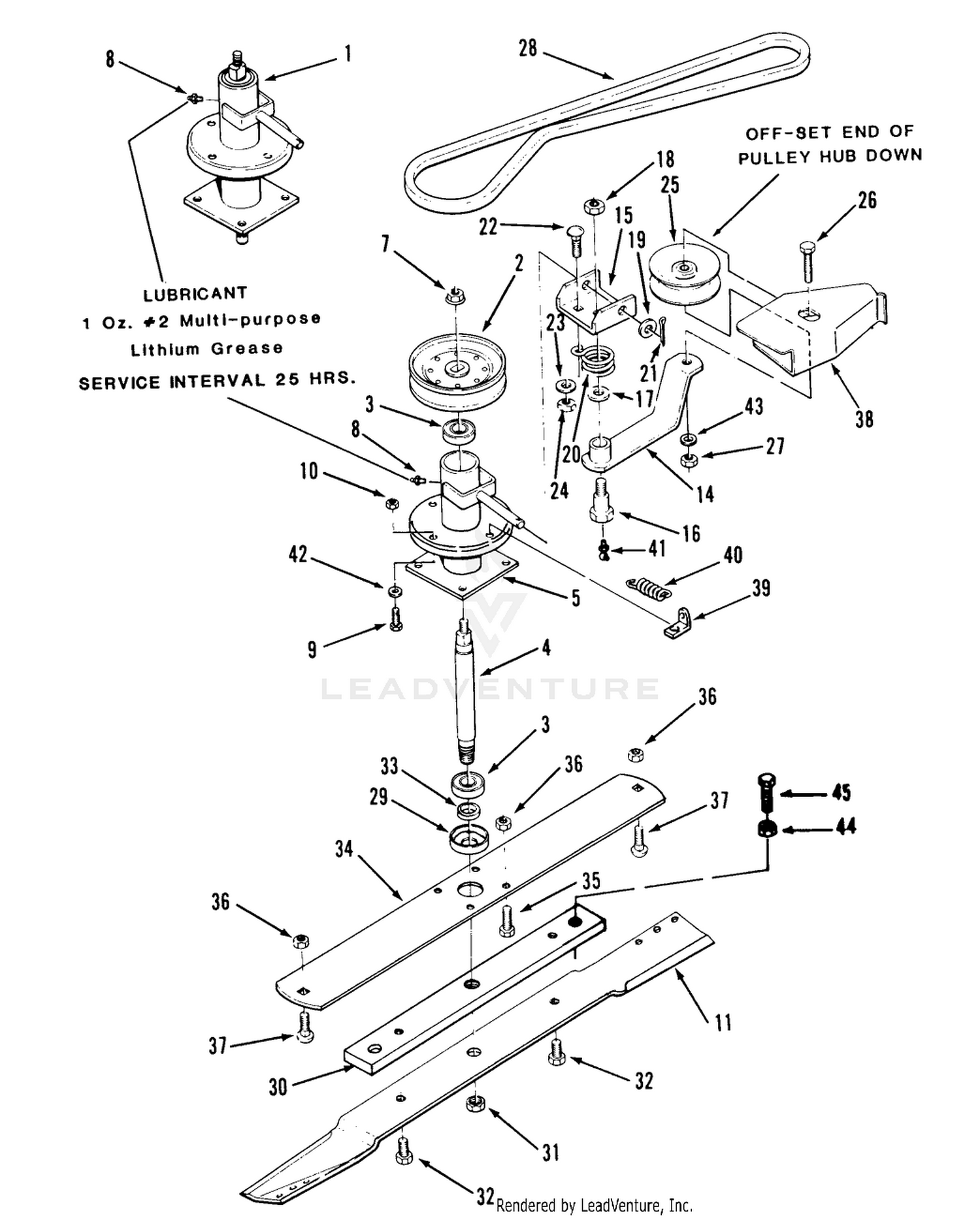 SPINDLE, PULLEYS, AND DRIVE BELT
