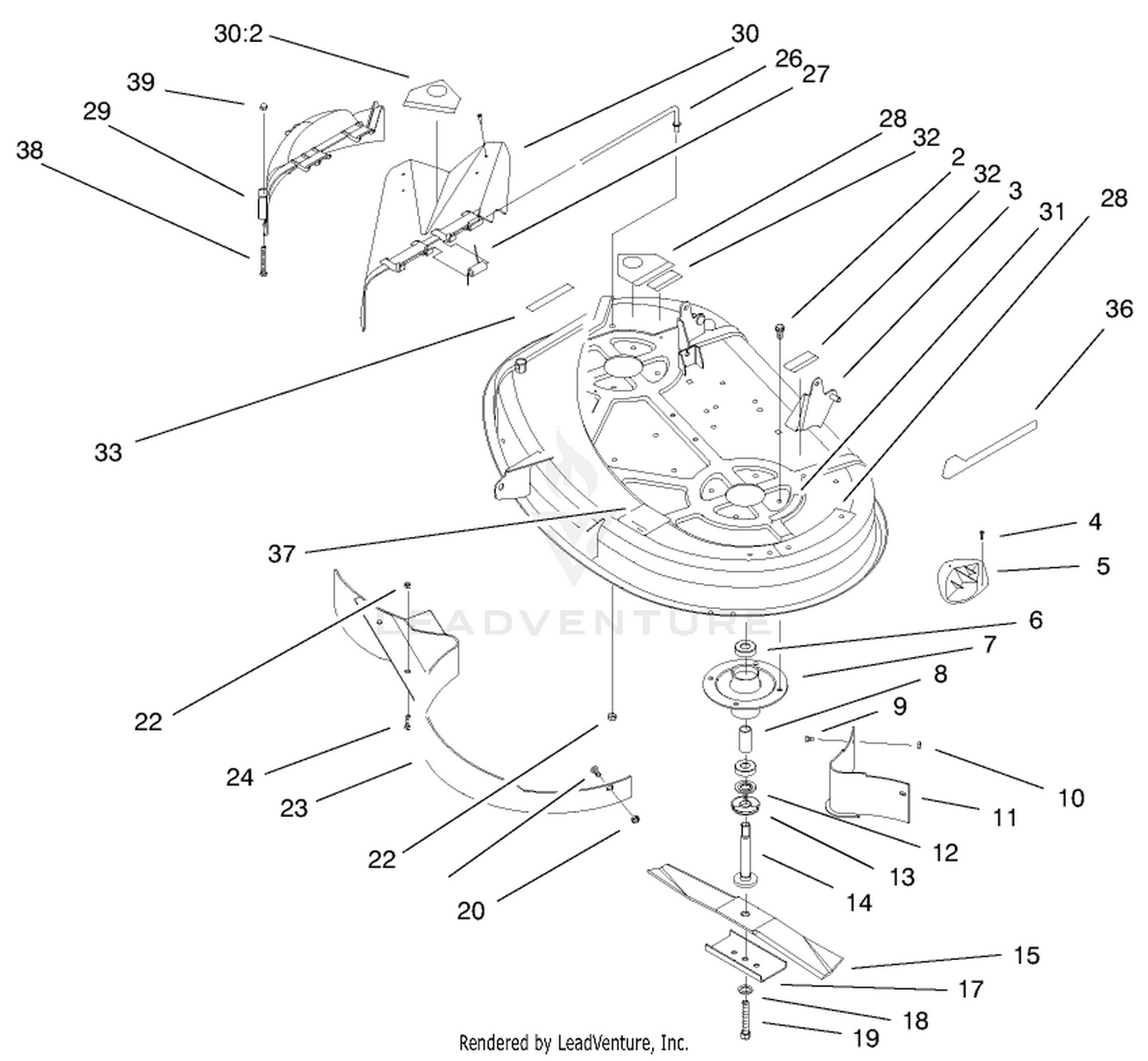 38" Deck Assembly