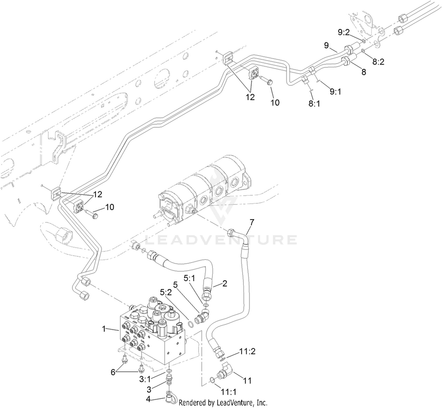 Hydraulic Lift Block and Plumbing Assembly