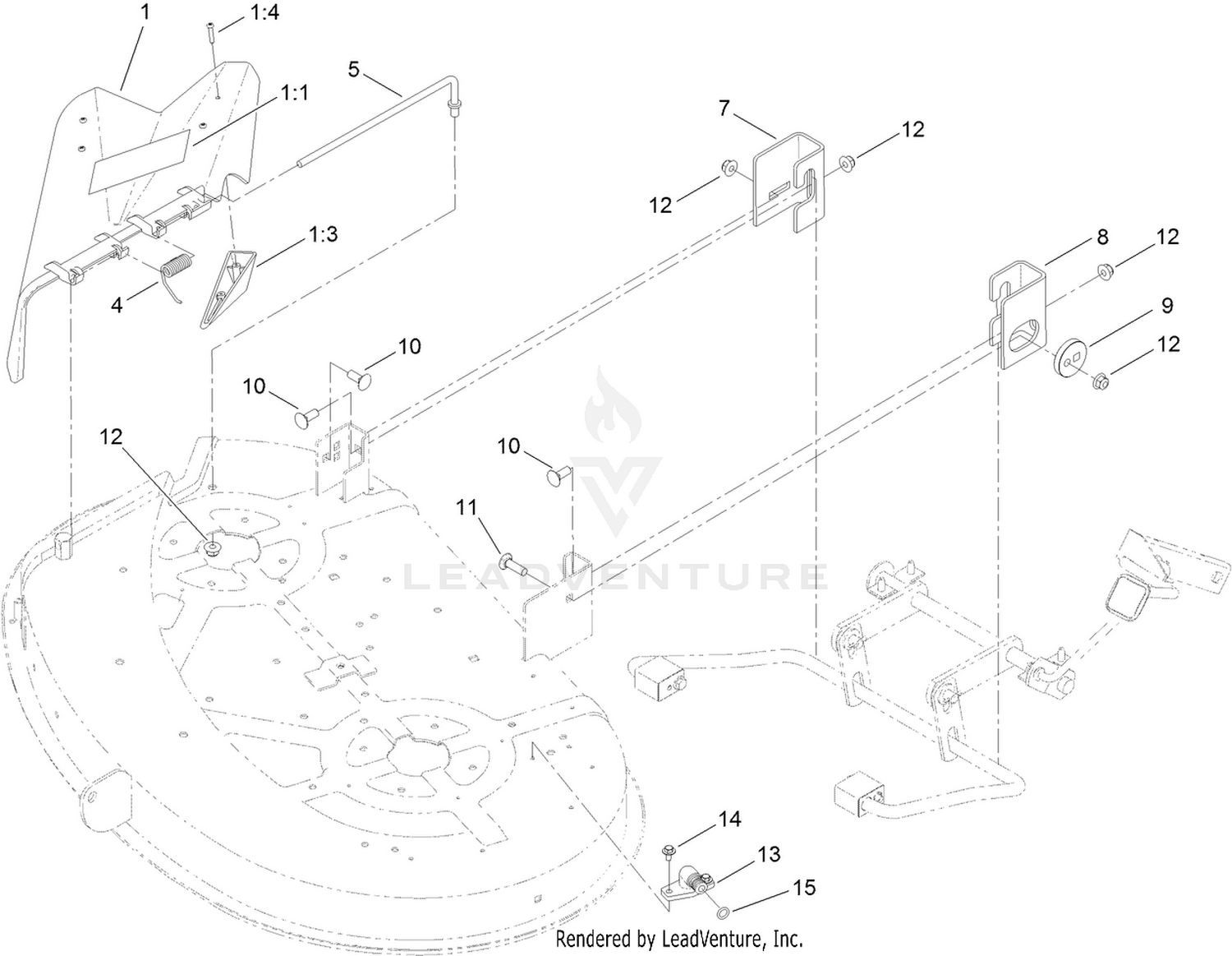 38 Inch Deflector and Hanger Assembly