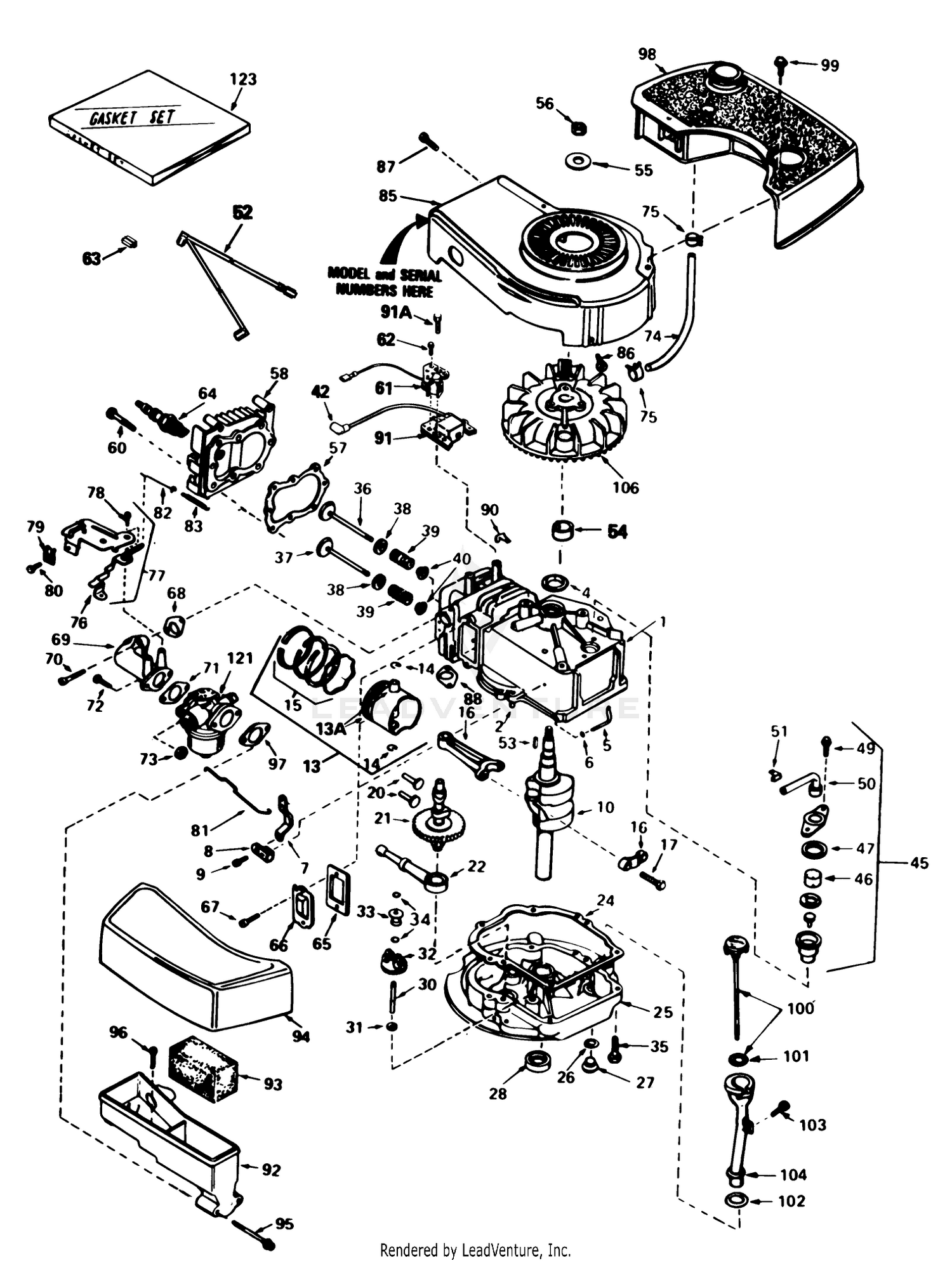 Engine Tecumseh Model No. Tnt 100-10084e