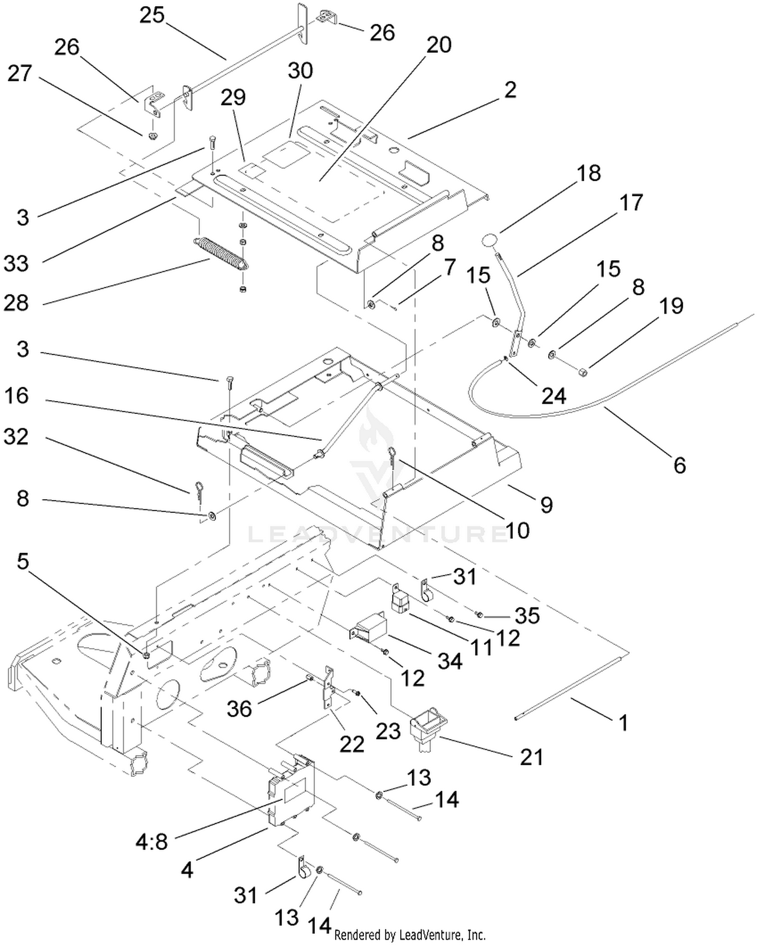 Seat Frame and Throttle Assembly