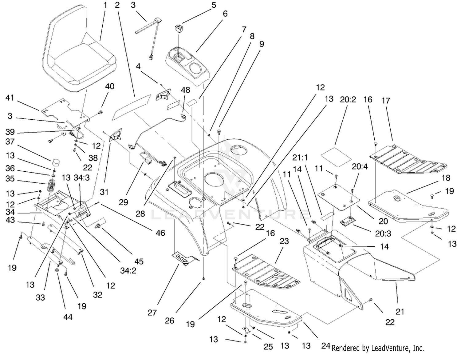 Fender, Footrest,  Seat Assembly