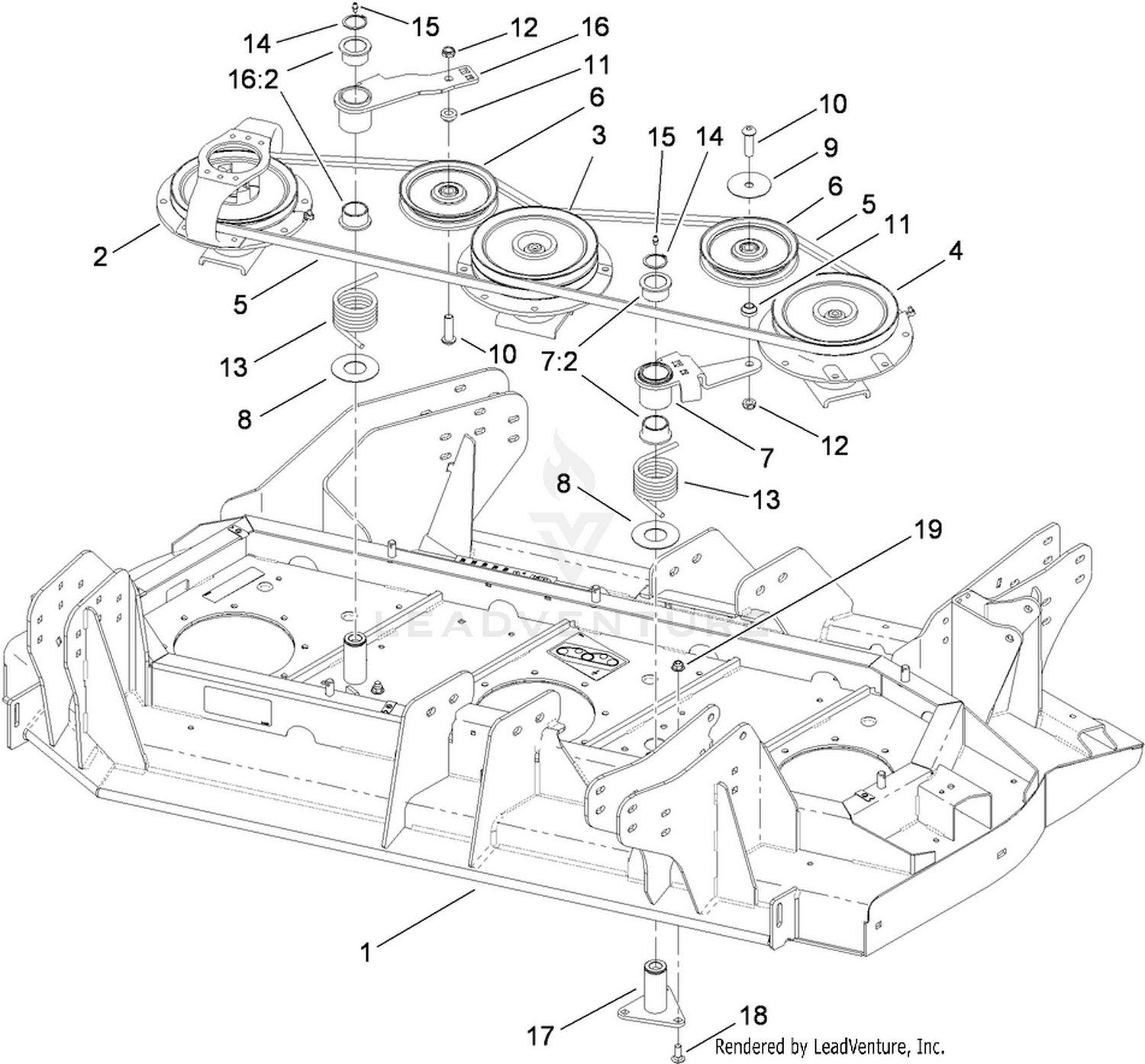 Right Deck  Belt and Pulley Assembly