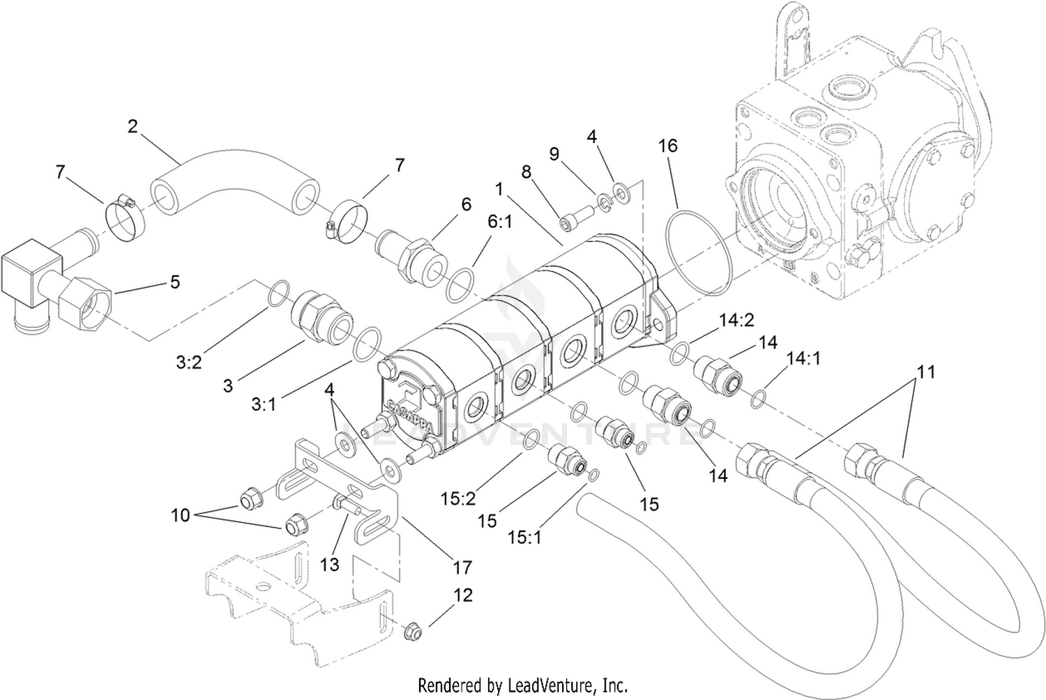 Gear Pump Hydraulic Plumbing Assembly