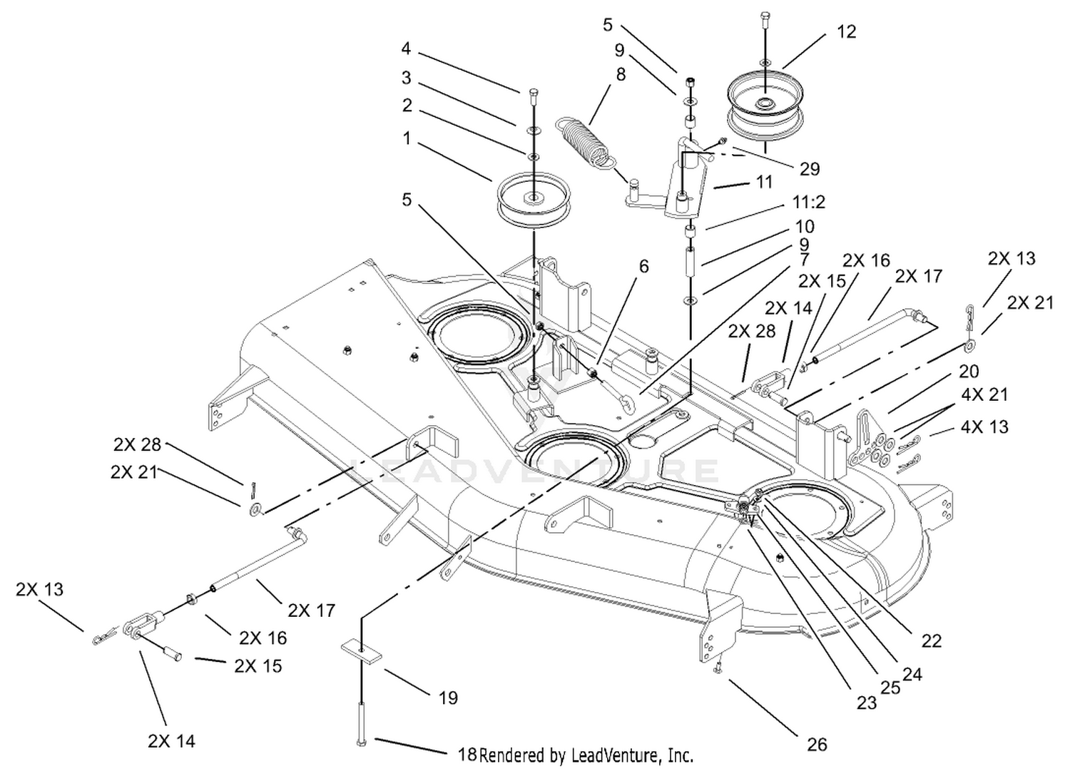 52in Deck Belt Drive and Lift Assembly