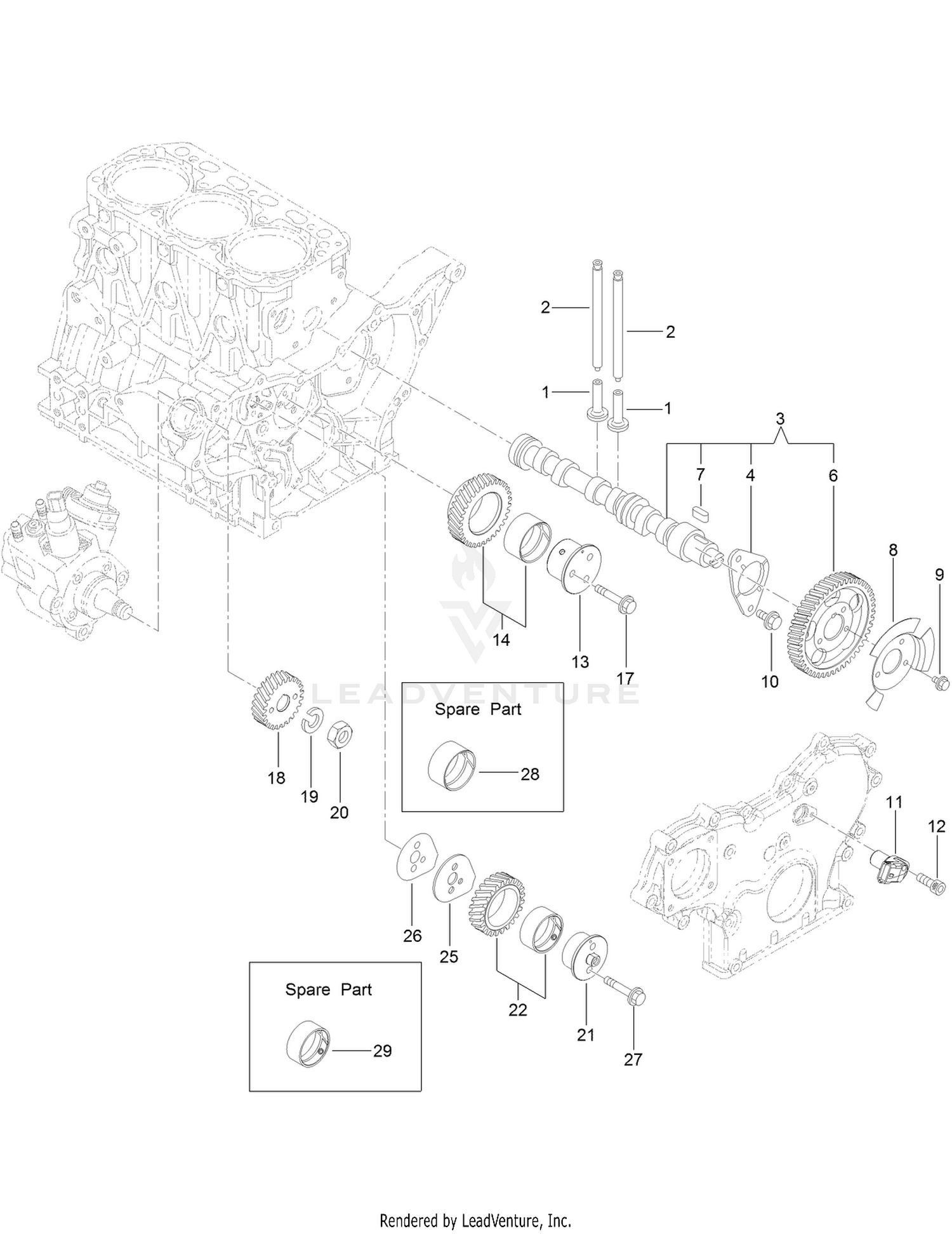 Camshaft and Driving Gear Assembly