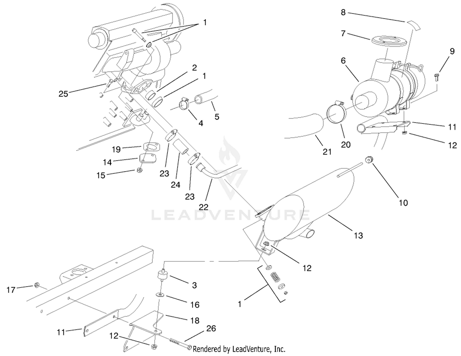 Muffler and Air Cleaner Installation Assembly