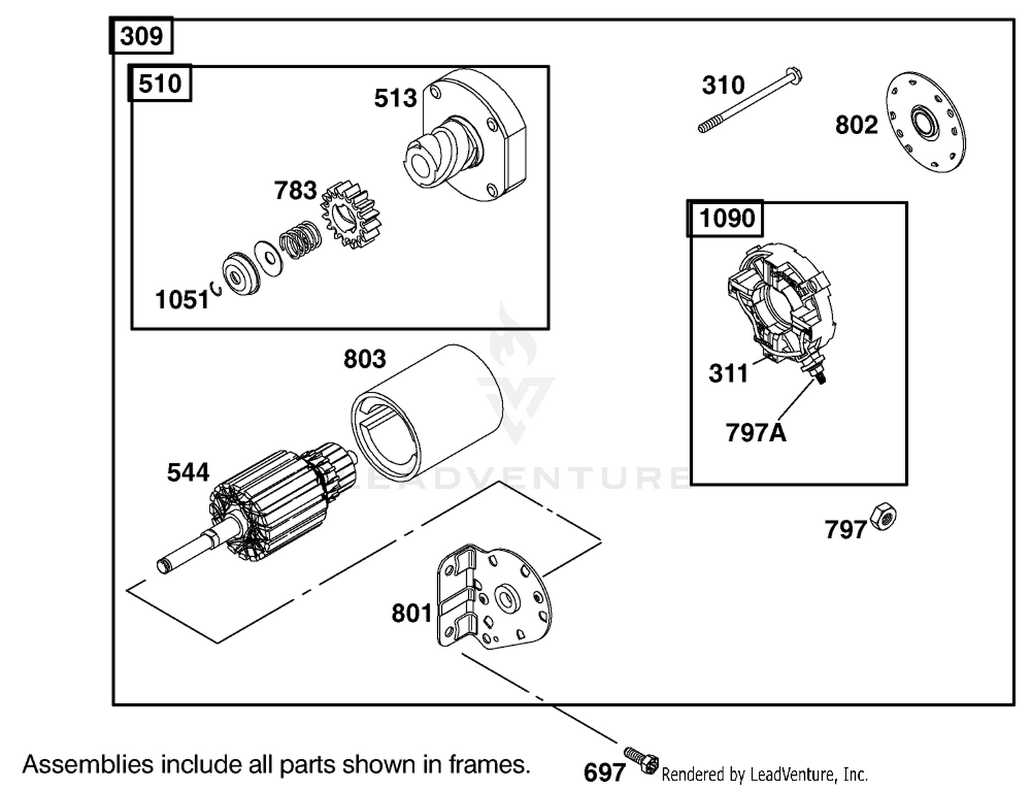 Starter Assembly Engine Briggs and Stratton Model 406777-0157-E1
