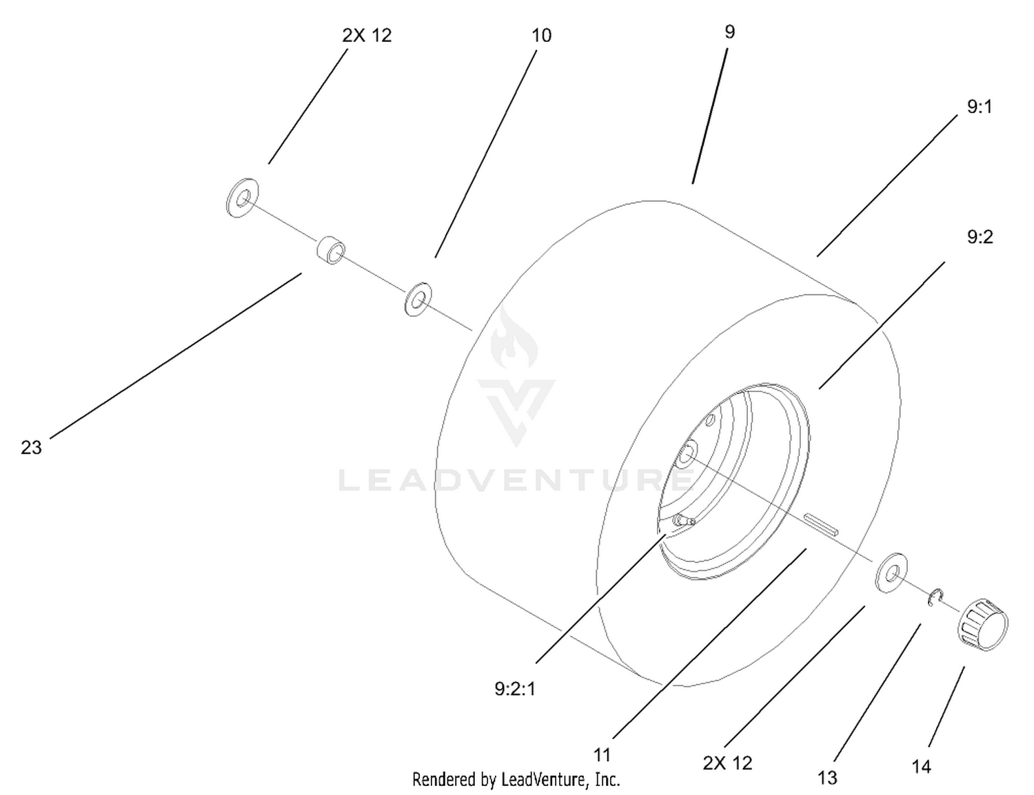 Rear Wheel and Tire Assembly