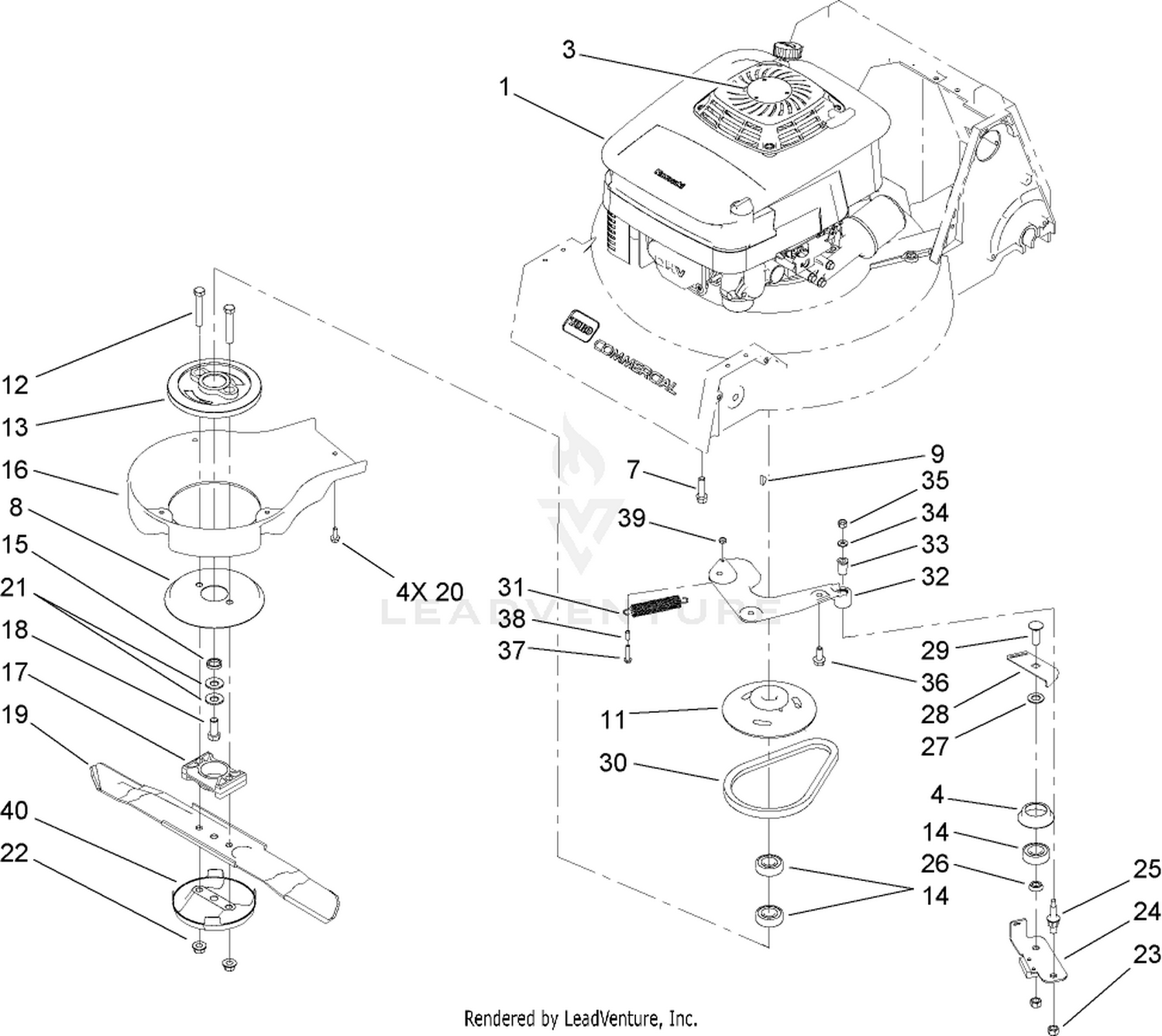 Engine and Blade Brake Clutch Assembly