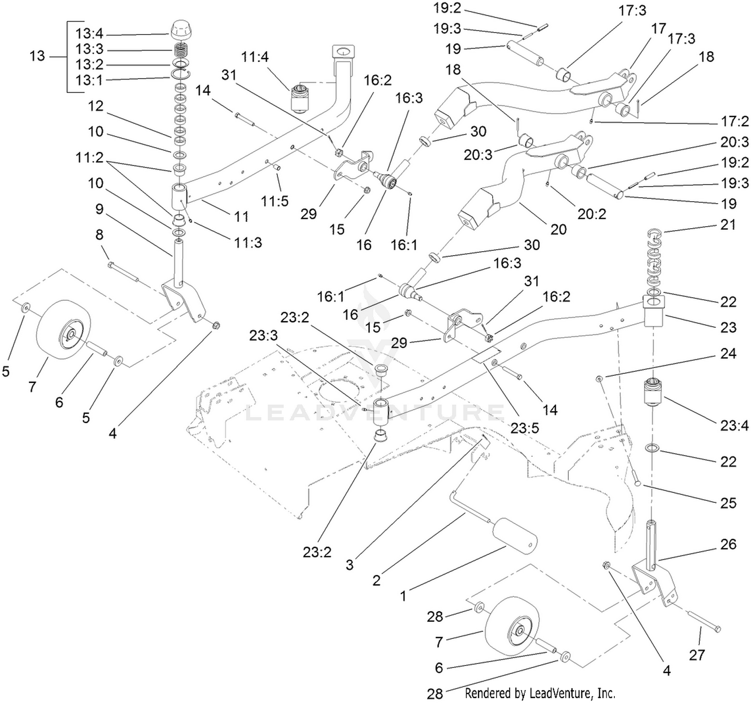 Lift Arm and Caster Arm Assembly