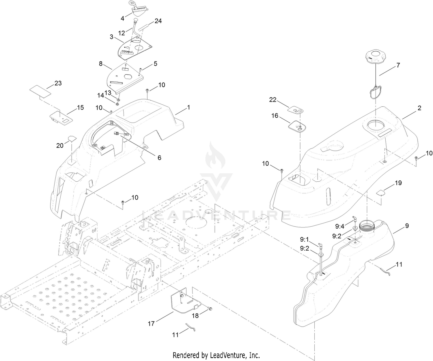 Body Styling and Fuel Tank Assembly