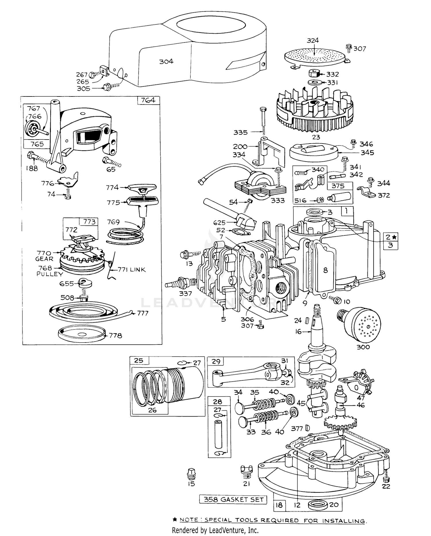 Engine Model No. 92508-0818 For 19" Hand Propelled Model No. 16000