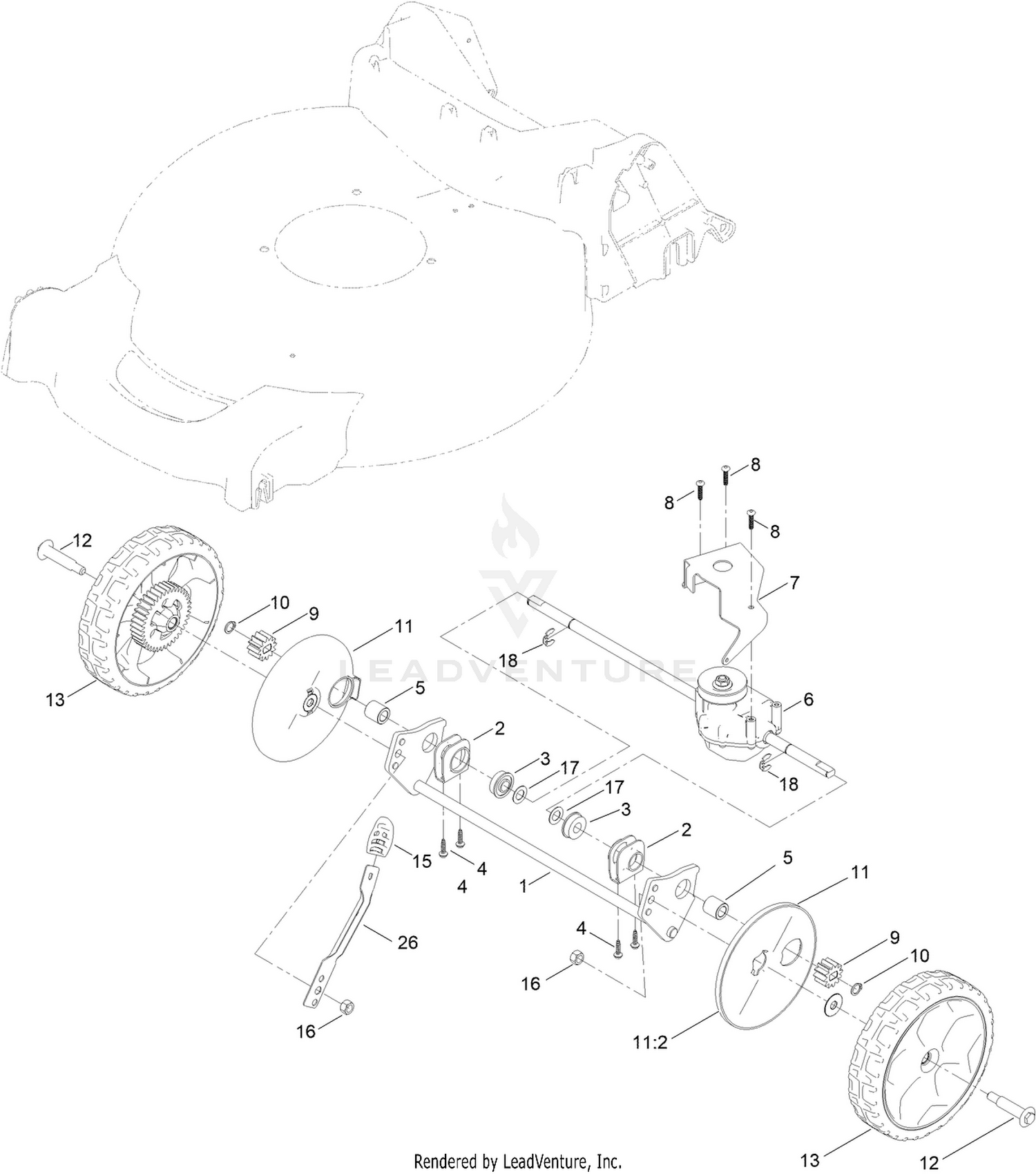 Rear Wheel and Height-of-Cut Assembly