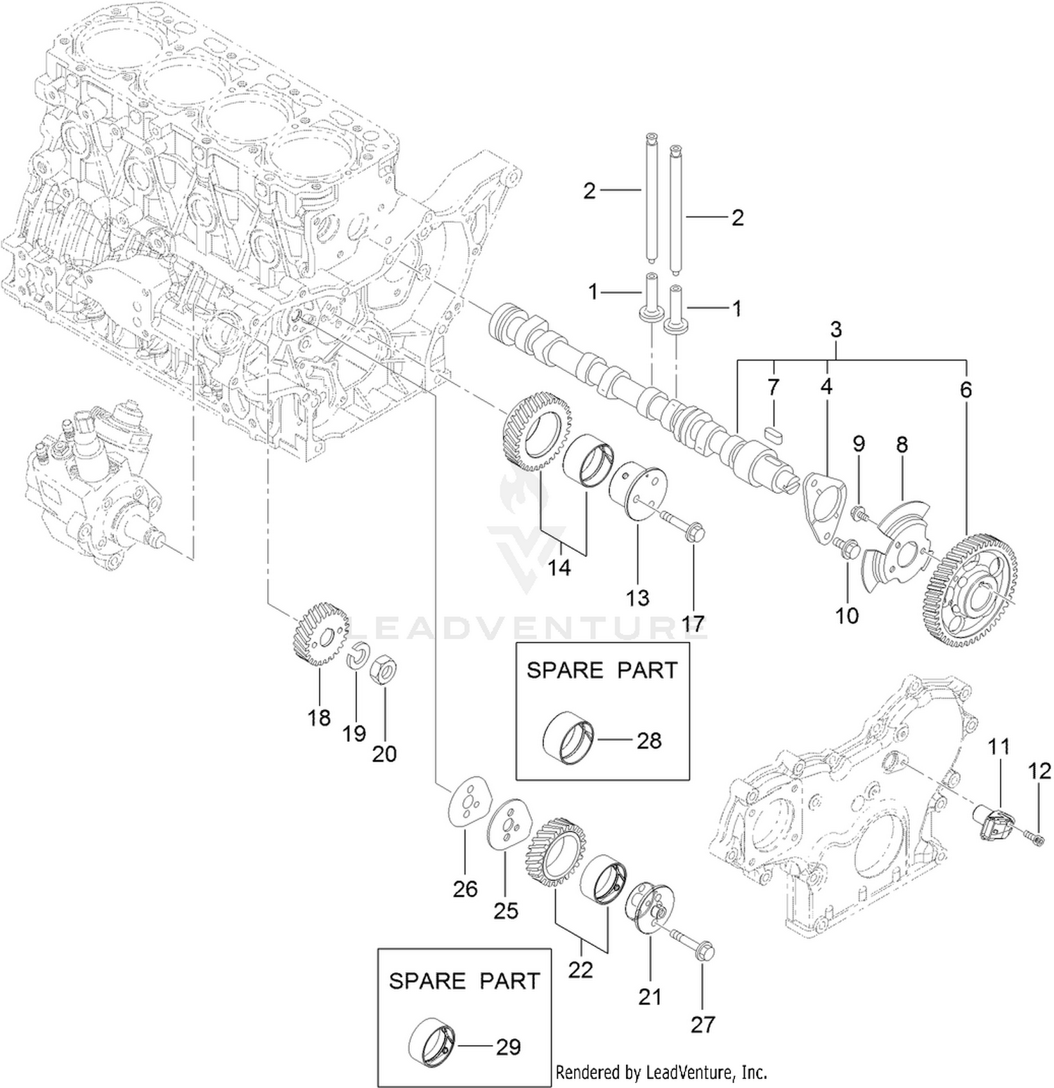Camshaft and Driving Gear Assembly