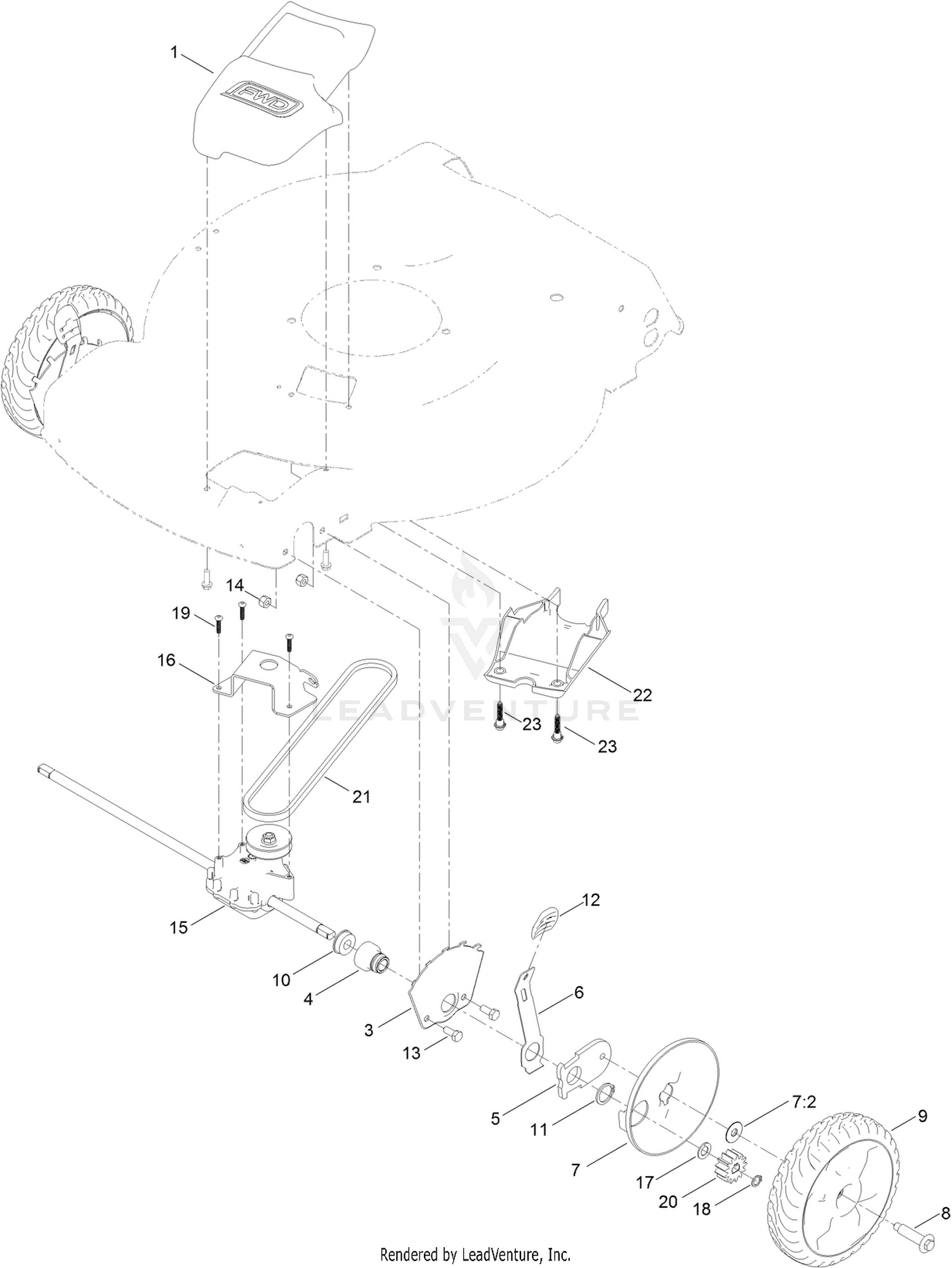 Front Wheel and Height-of-Cut Assembly