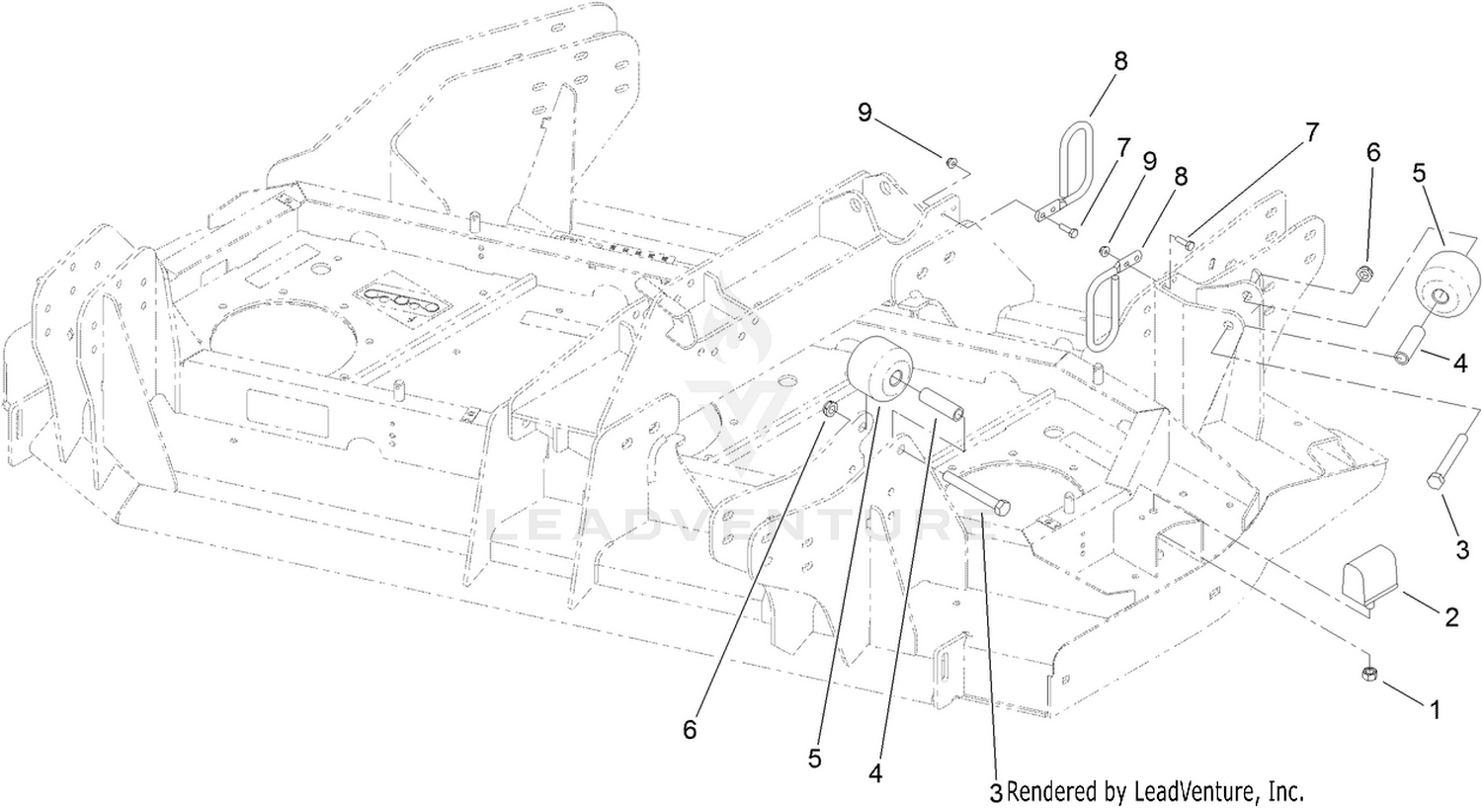 Right Deck  Stop and Hose Guide Assembly