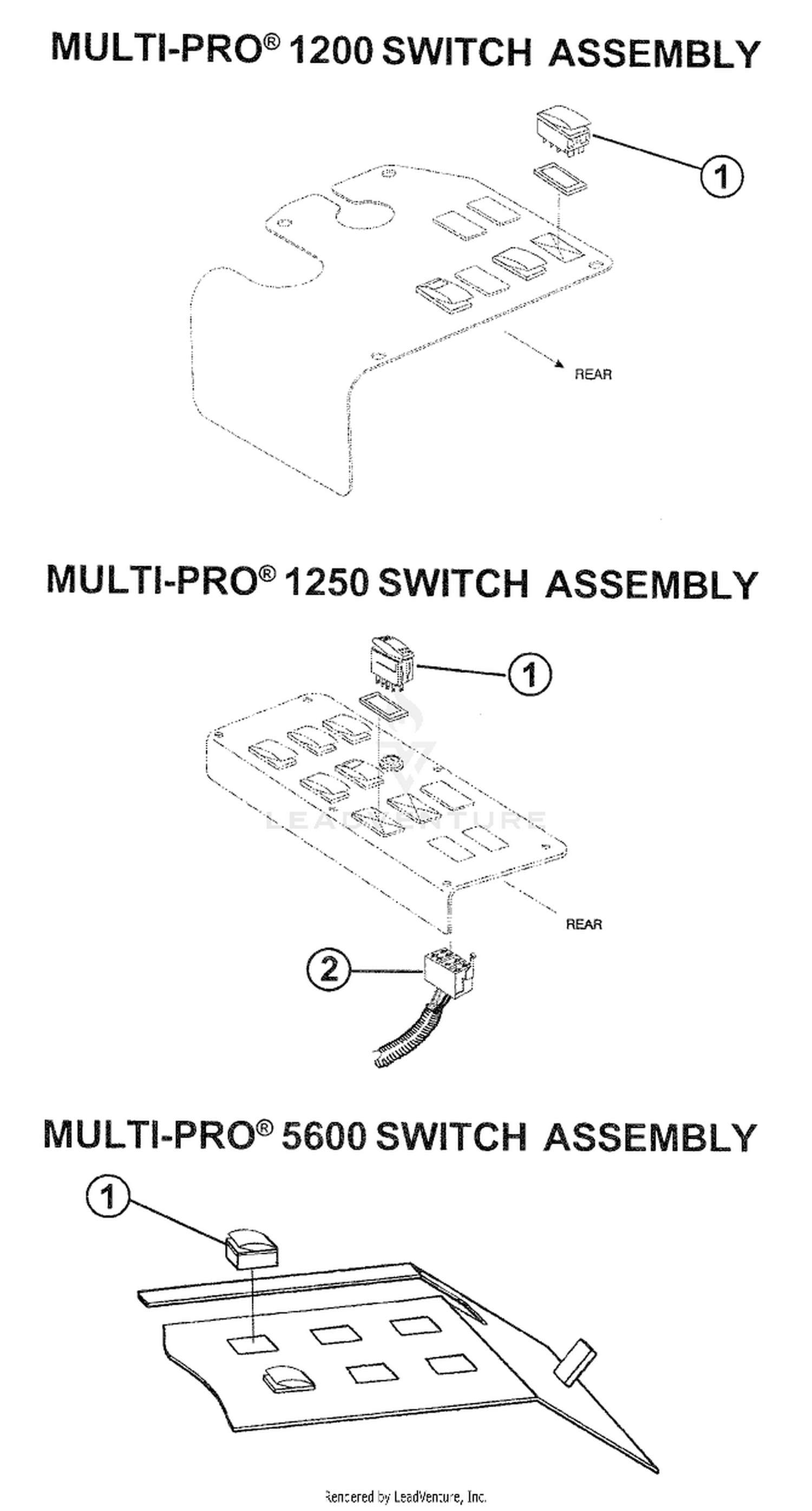 MULTI-PRO? 1200 SWITCH ASSEMBLY, MULTI-PRO? 1250 SWITCH ASSEMBLY, MULTI-PRO? 5600 SWITCH ASSEMBLY