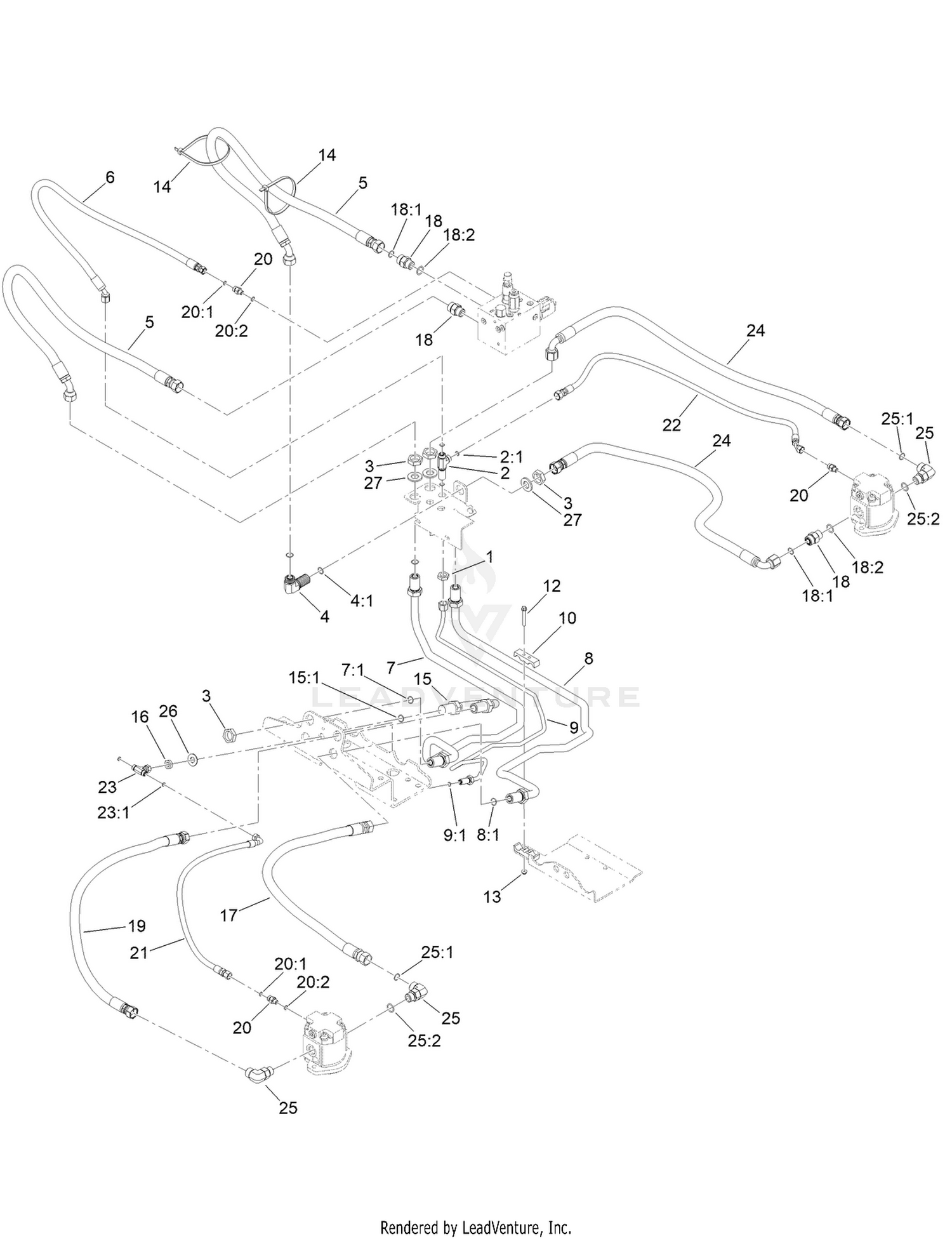 Hydraulic Mow Circuit Plumbing Assembly