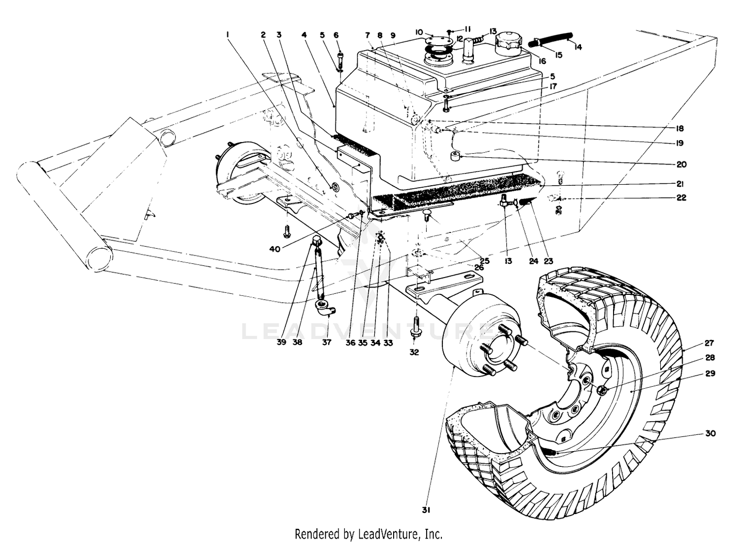 Front Axle And Gas Tank Assembly